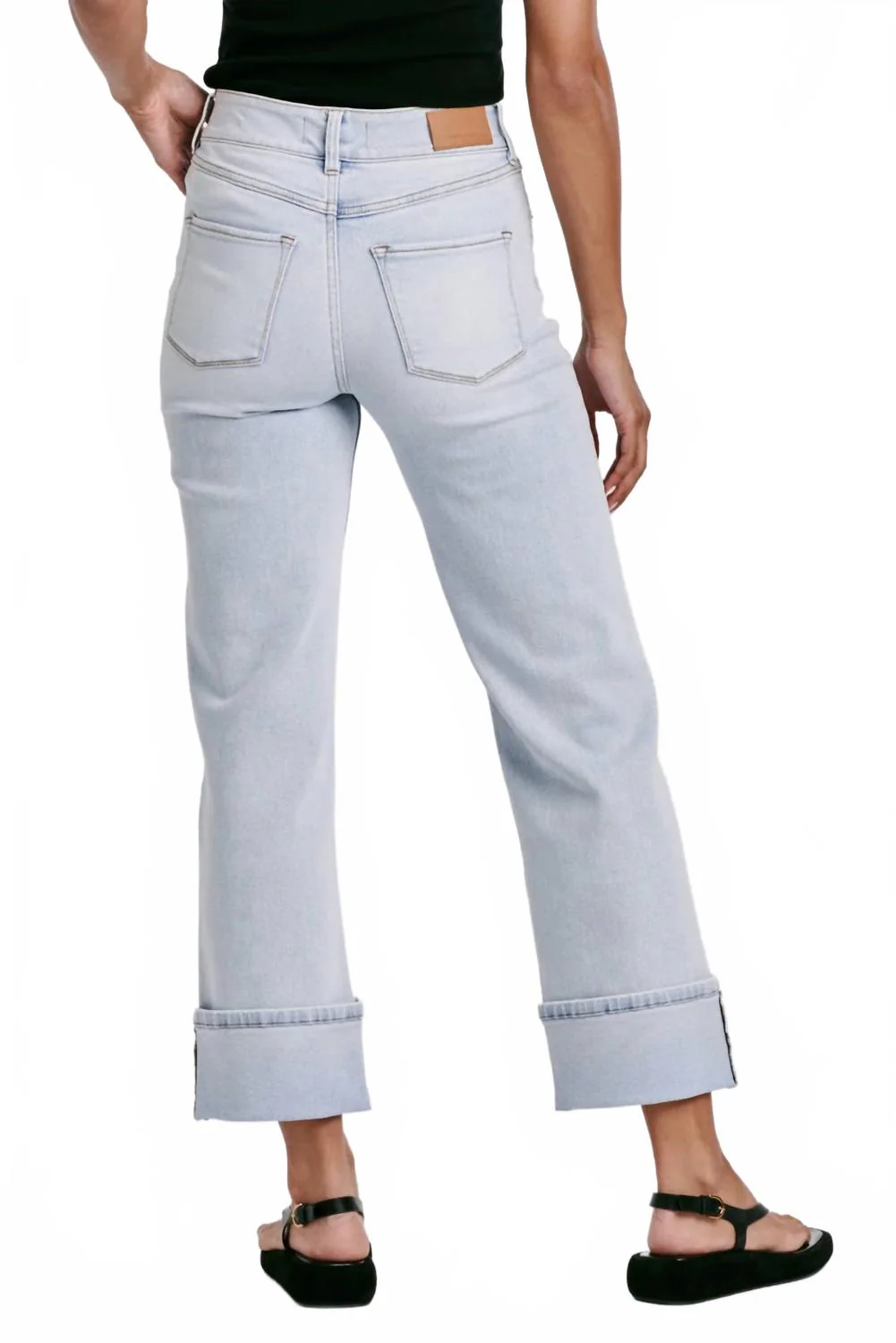 Holly Super High Rise Cuffed Straight Jeans In Positano