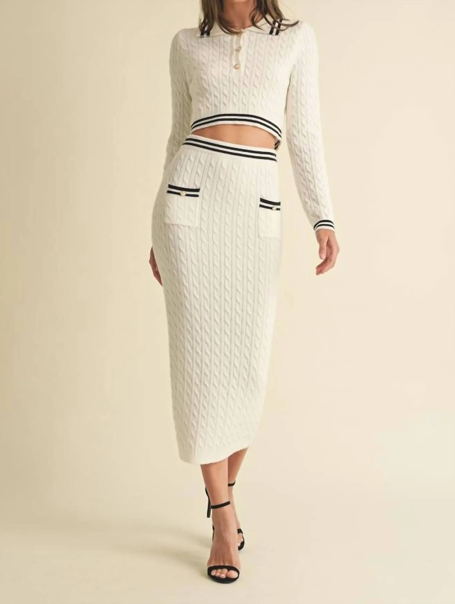 Sweater Knit Maxi Skirt In Off White