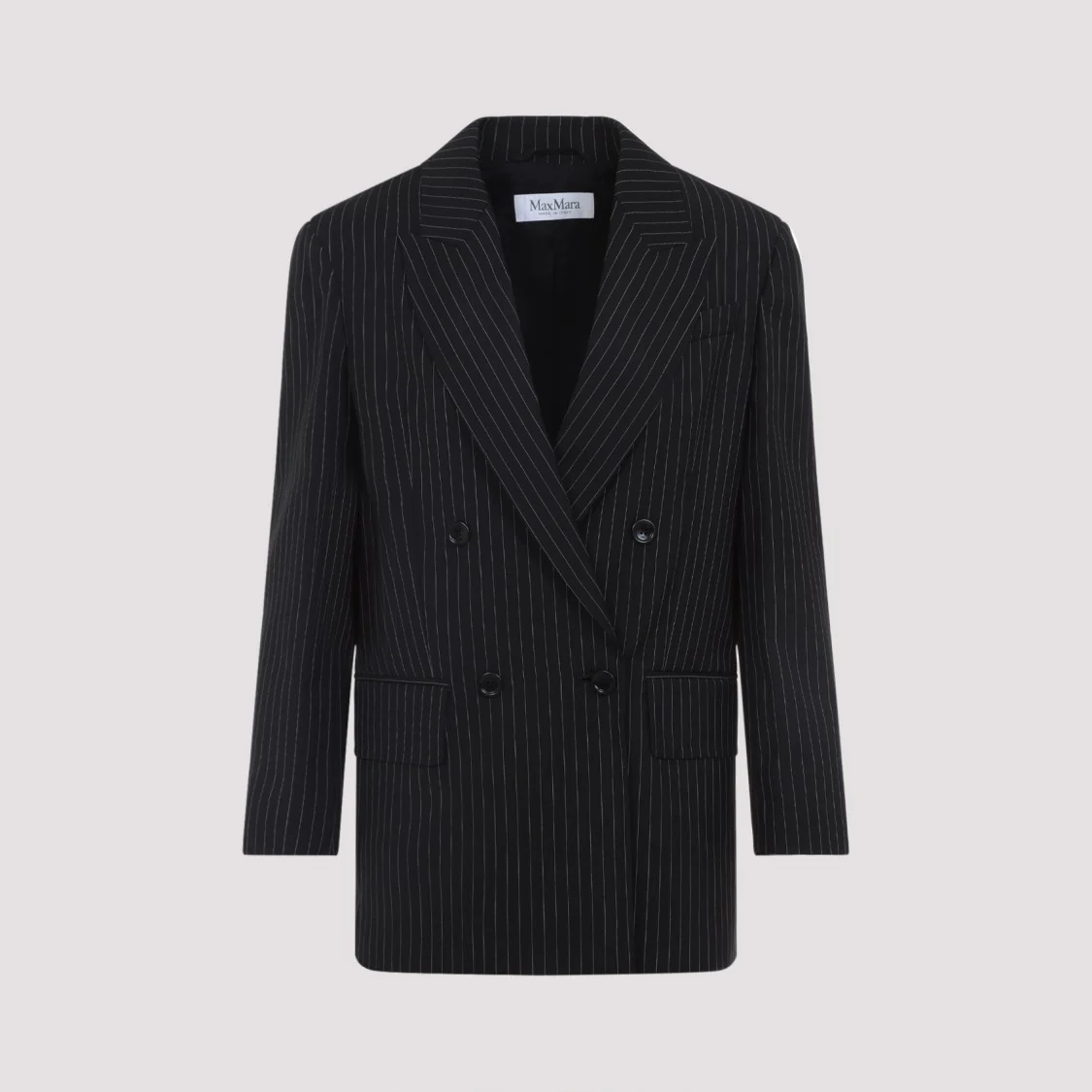 Black Virgin Wool Double-Breasted Mattia Jacket