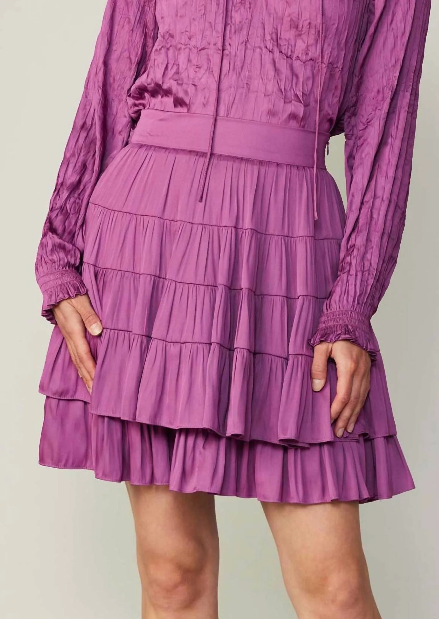 Tiered Mini Skirt In Mulberry