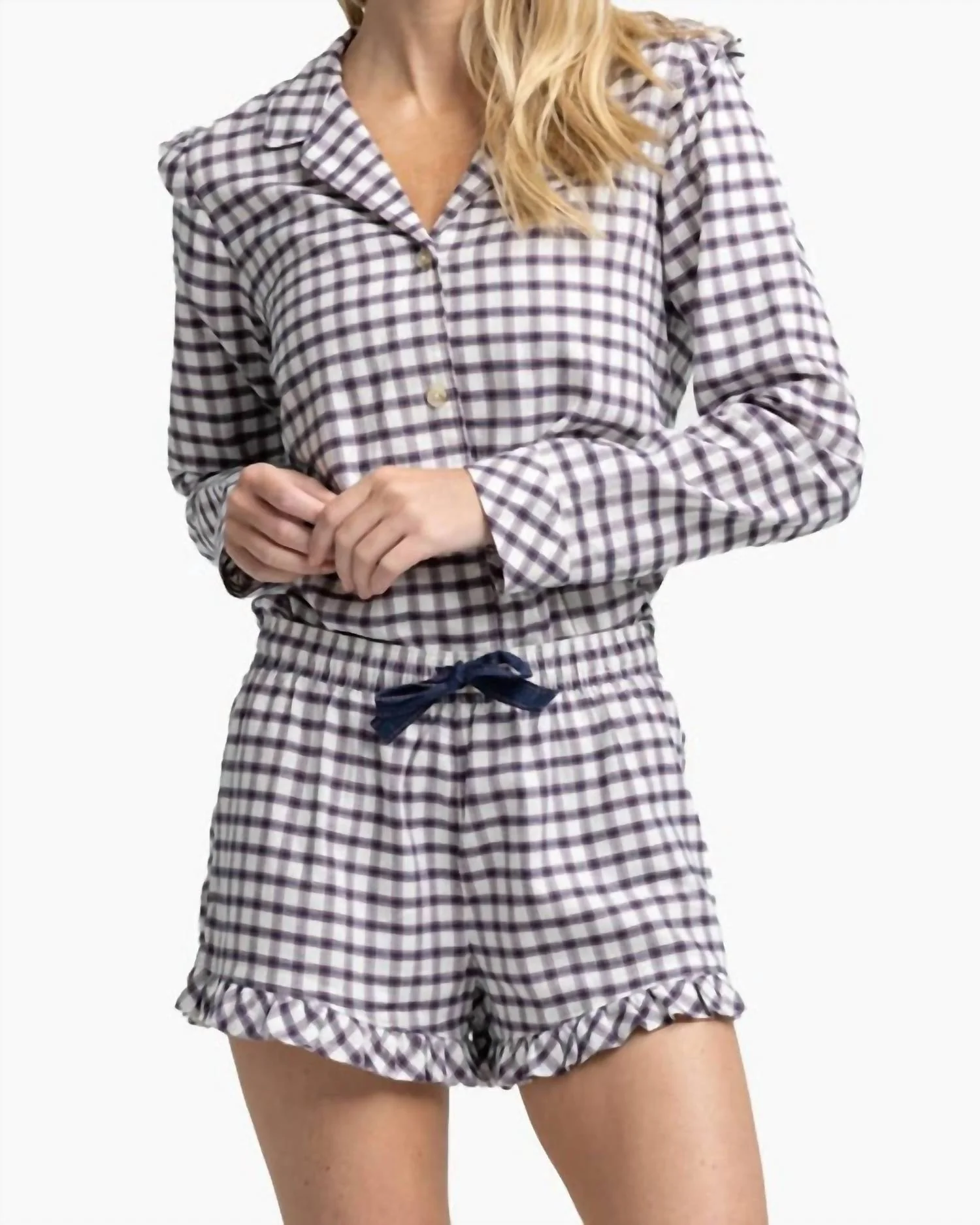 Women's Silverleaf Plaid Lounge Set In Marshmallow