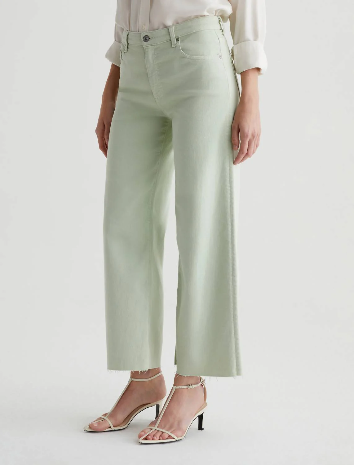 Saige Wide Leg Crop Jean In Pistachio