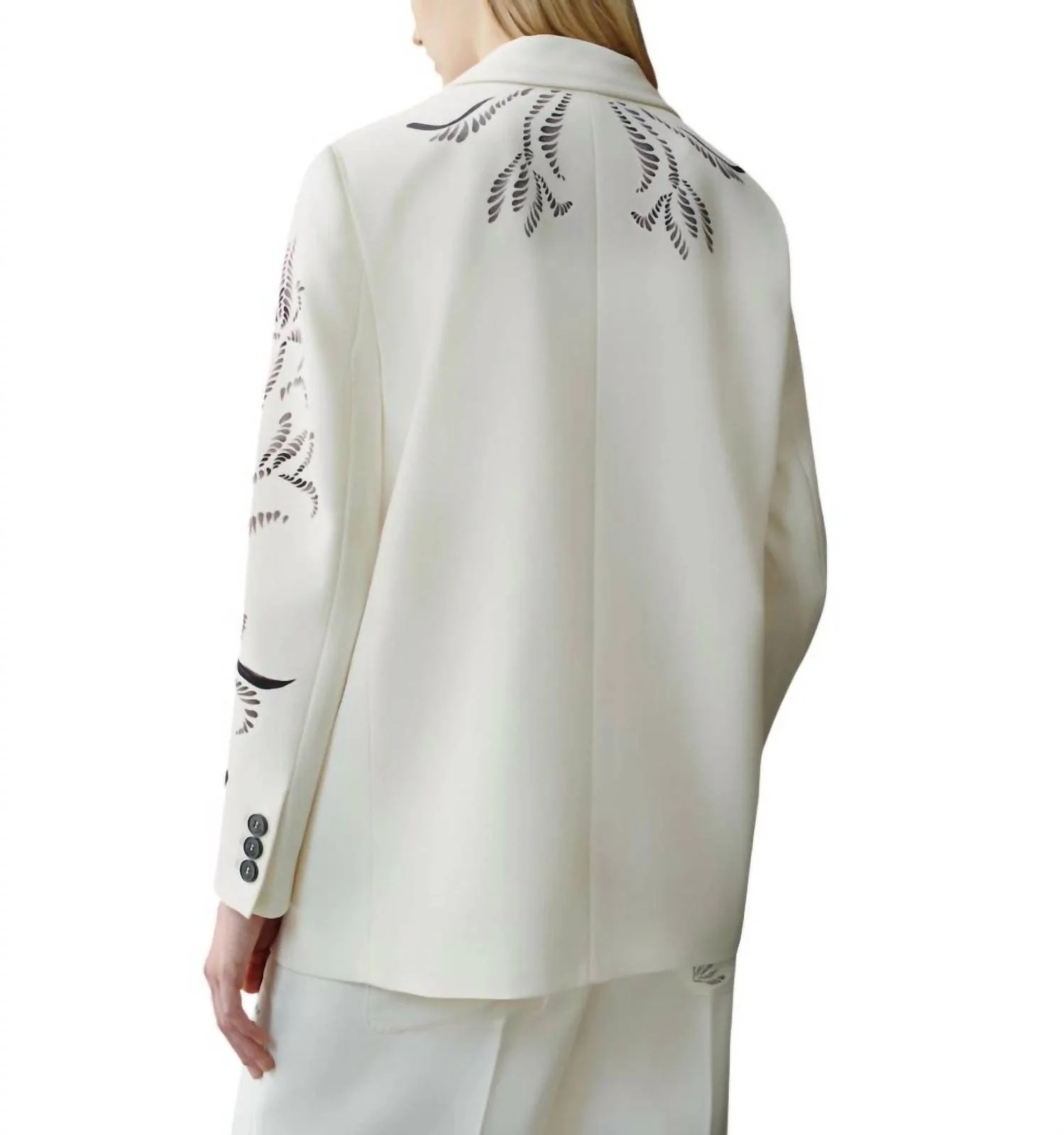 Luciana Printed Satin Blazer In Wool White