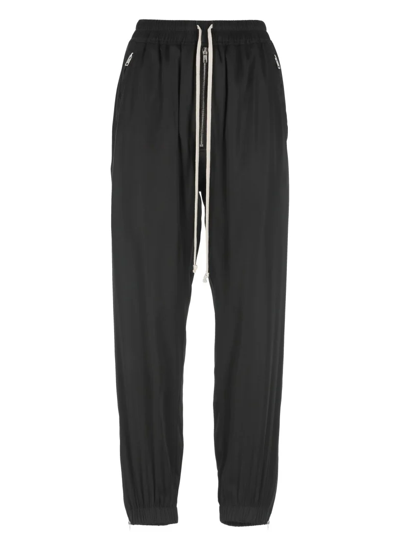 Tapered Black Viscose Blend Track Pants