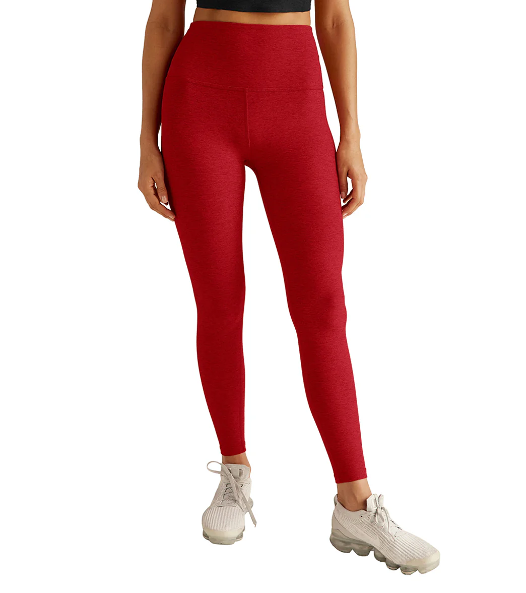 Beyond Yoga Spacedye High Waisted Caught In The Midi 7/8 Yoga Leggings Ruby Red Heather