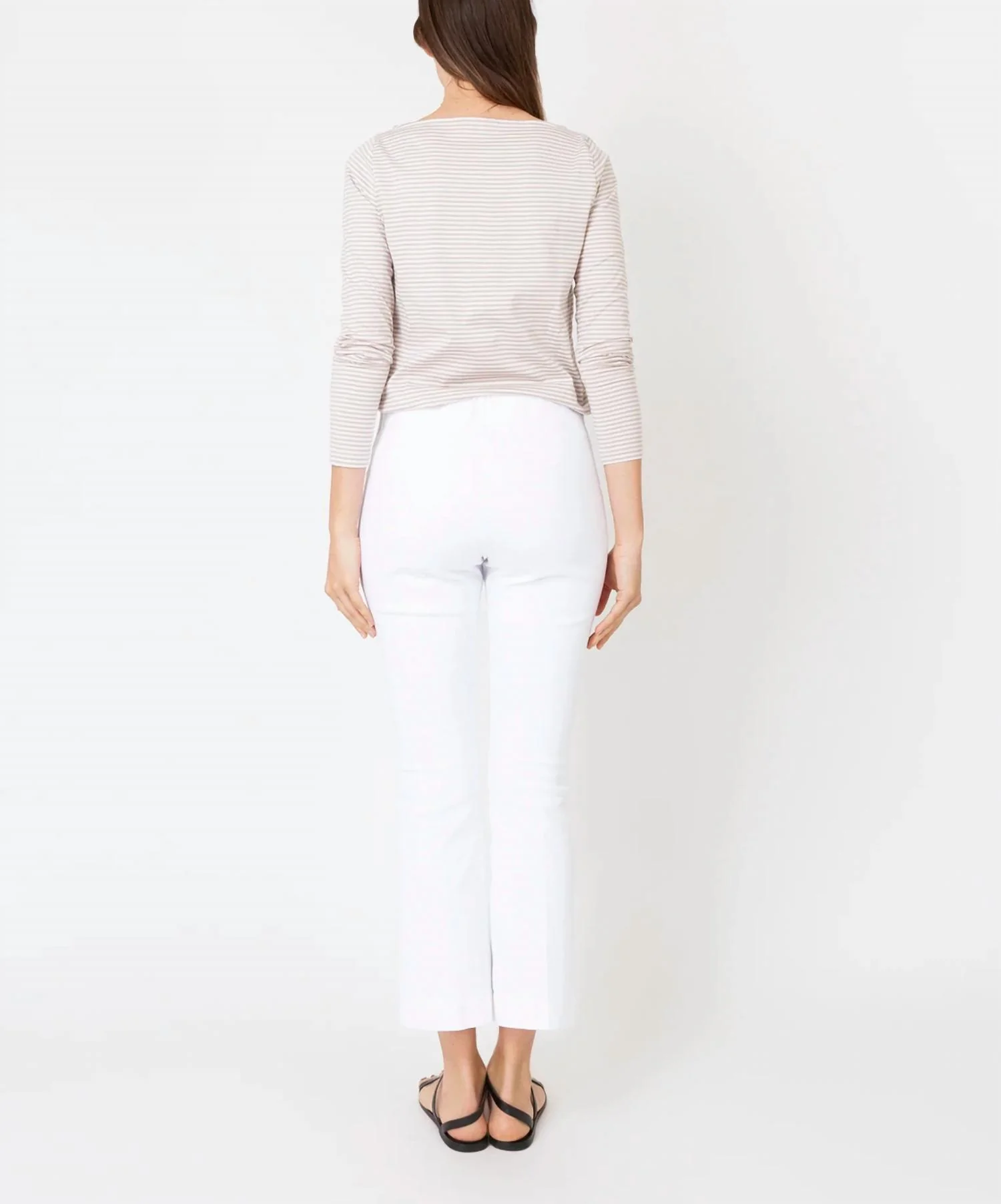 Faye Flare Cropped Pants In White Stretch Denim