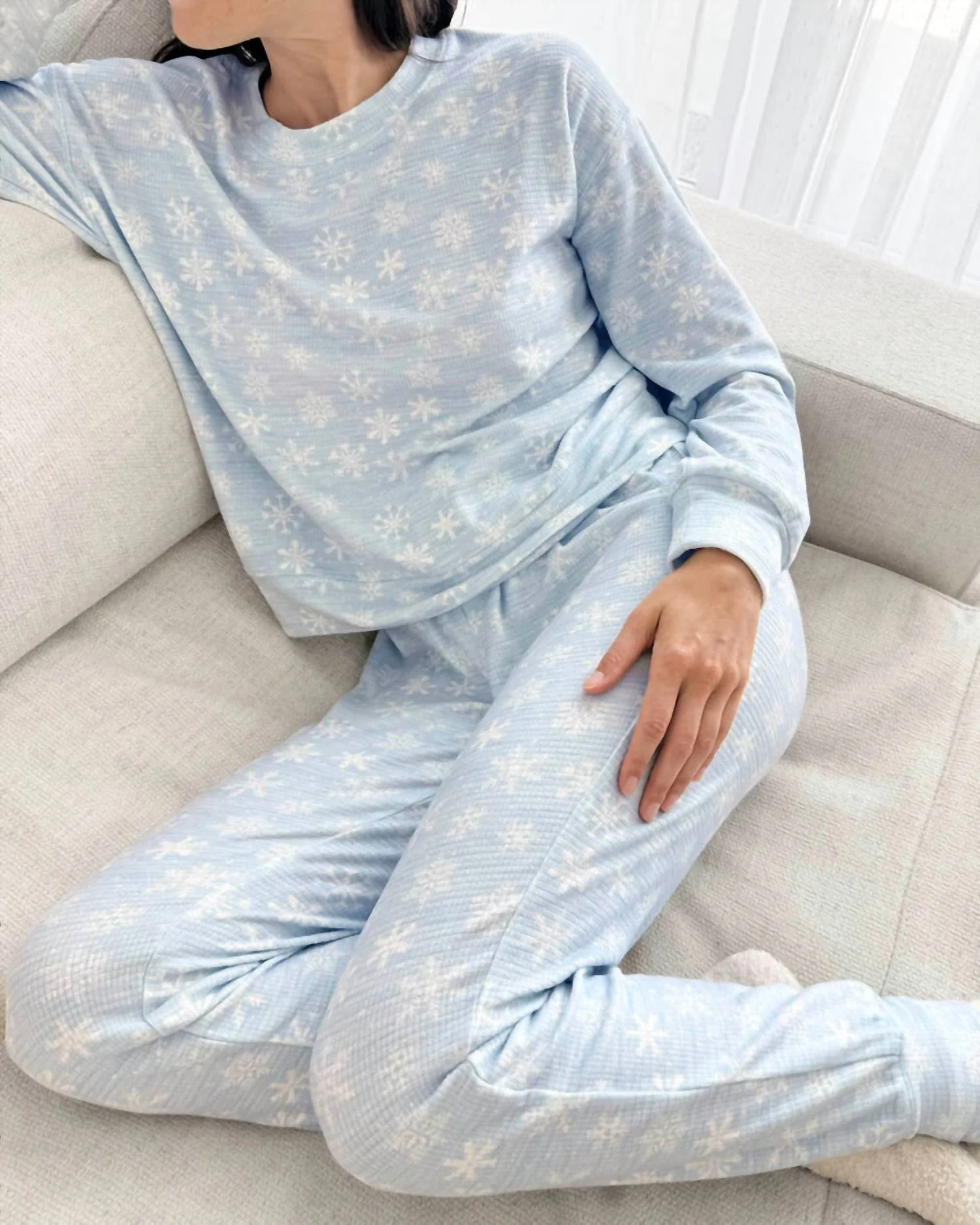 Marna Waffle Thermal Pjs In Snowflake