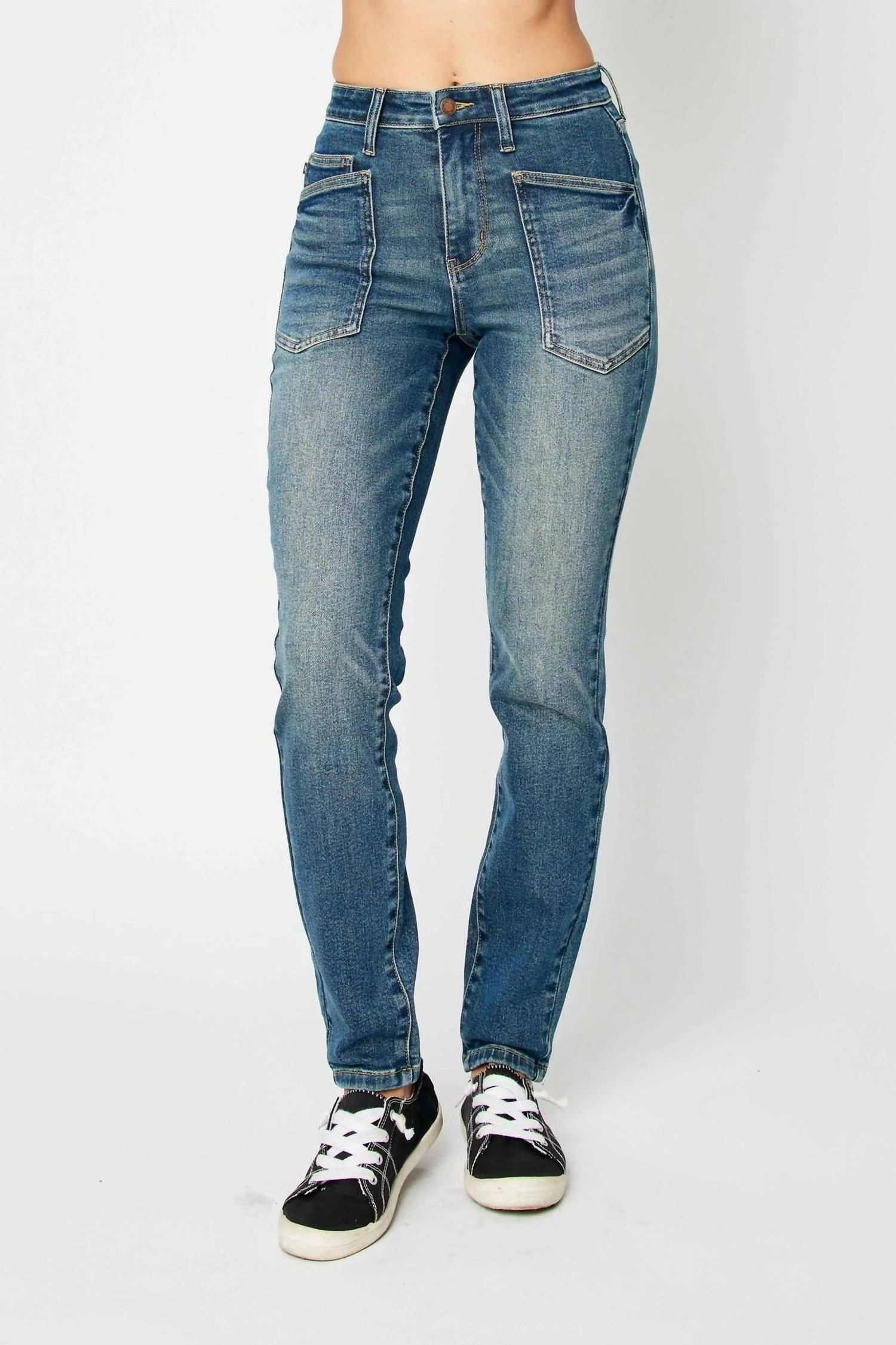 High Waist Classic Relaxed Denim Jeans In Blue