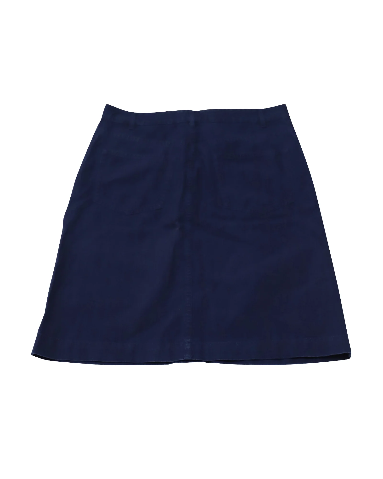 A.P.C. Buttoned Midi Skirt in Blue Cotton Denim