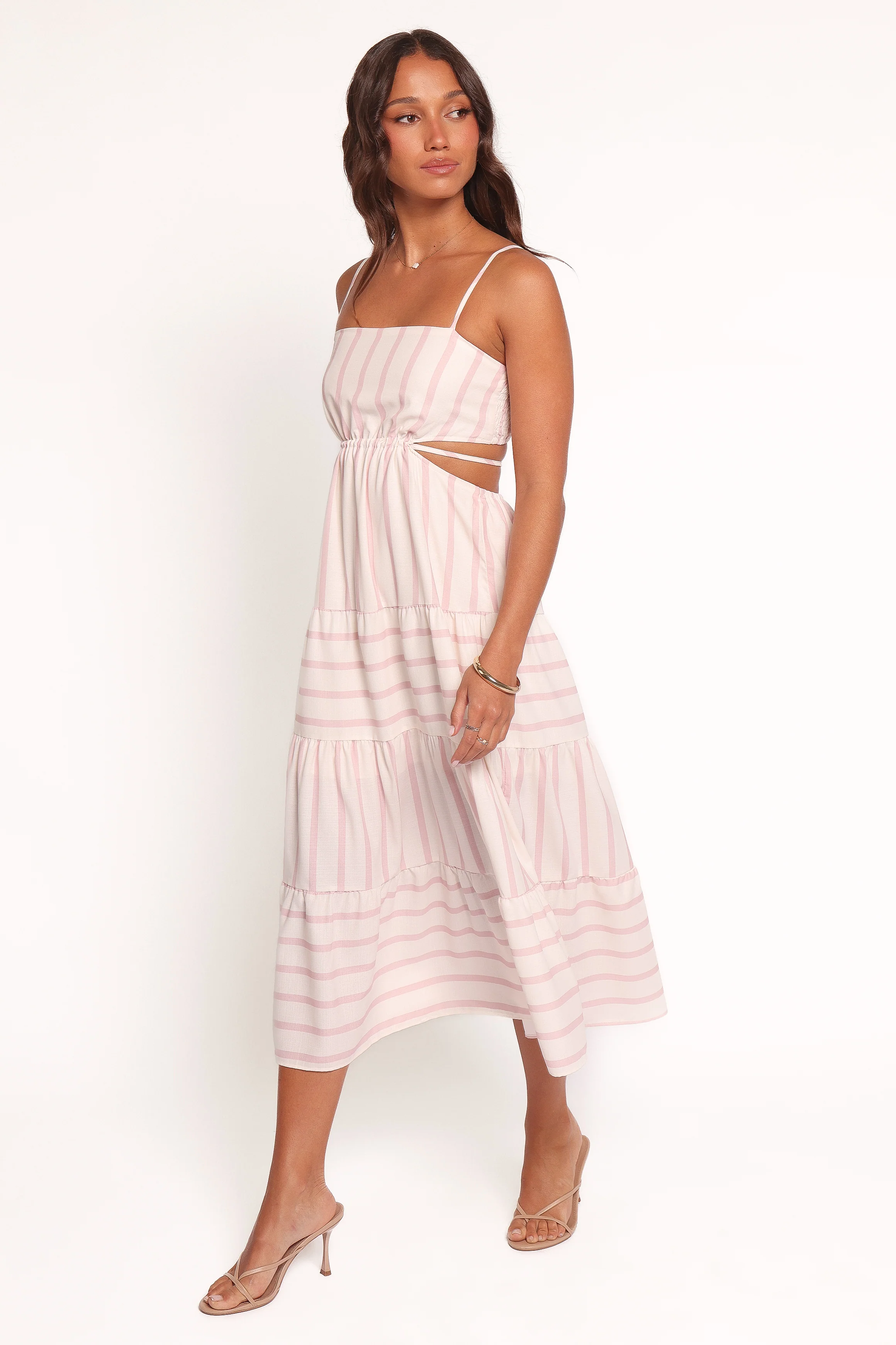 Evelin Midi Dress - Pink Stripe