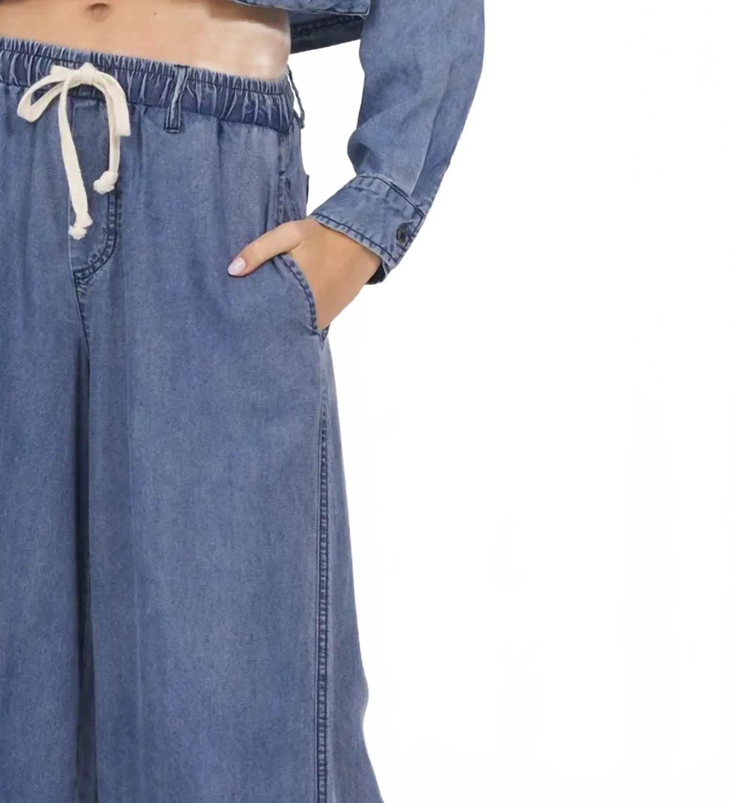 Denim Delight Wide Leg Pant In Blue