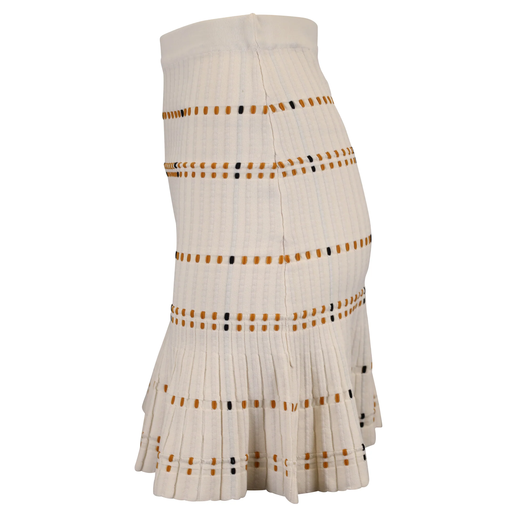 Sandro Paris Stretch Knit Mini Skirt in Cream Cotton