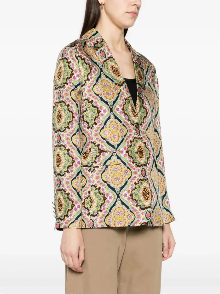 Floral And Geometric Patterned Blazer