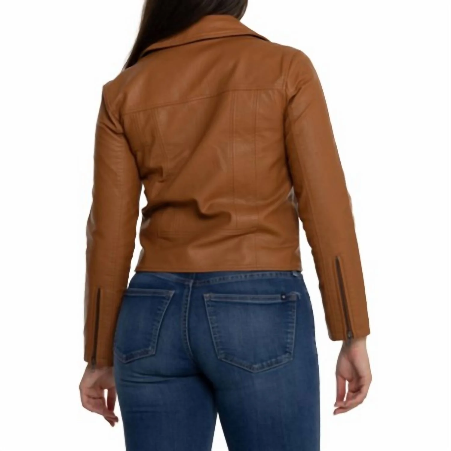Effie Vegan Leather Moto Style Jacket In Spice