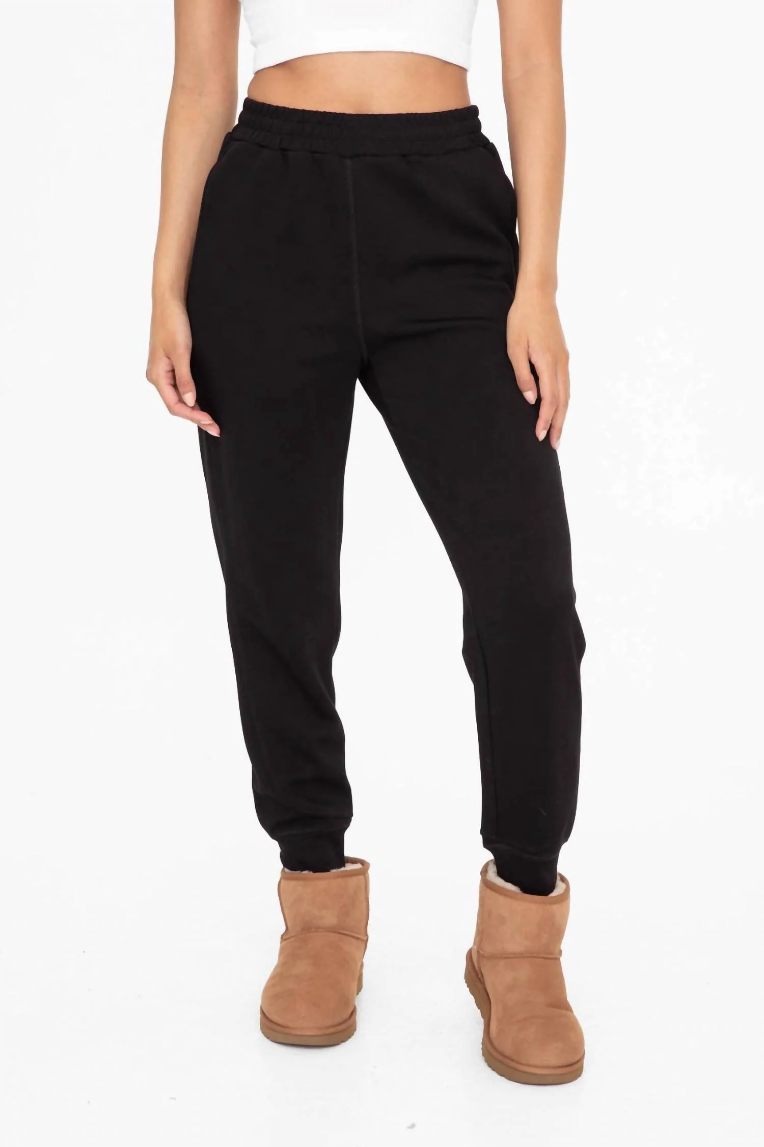 Contrast Seam Joggers In Black