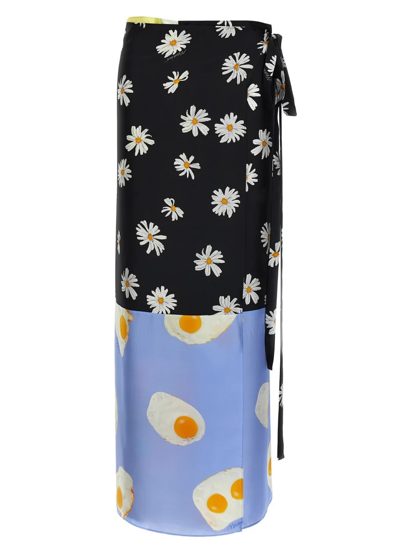 Silk Wallet Skirt With Floral Print