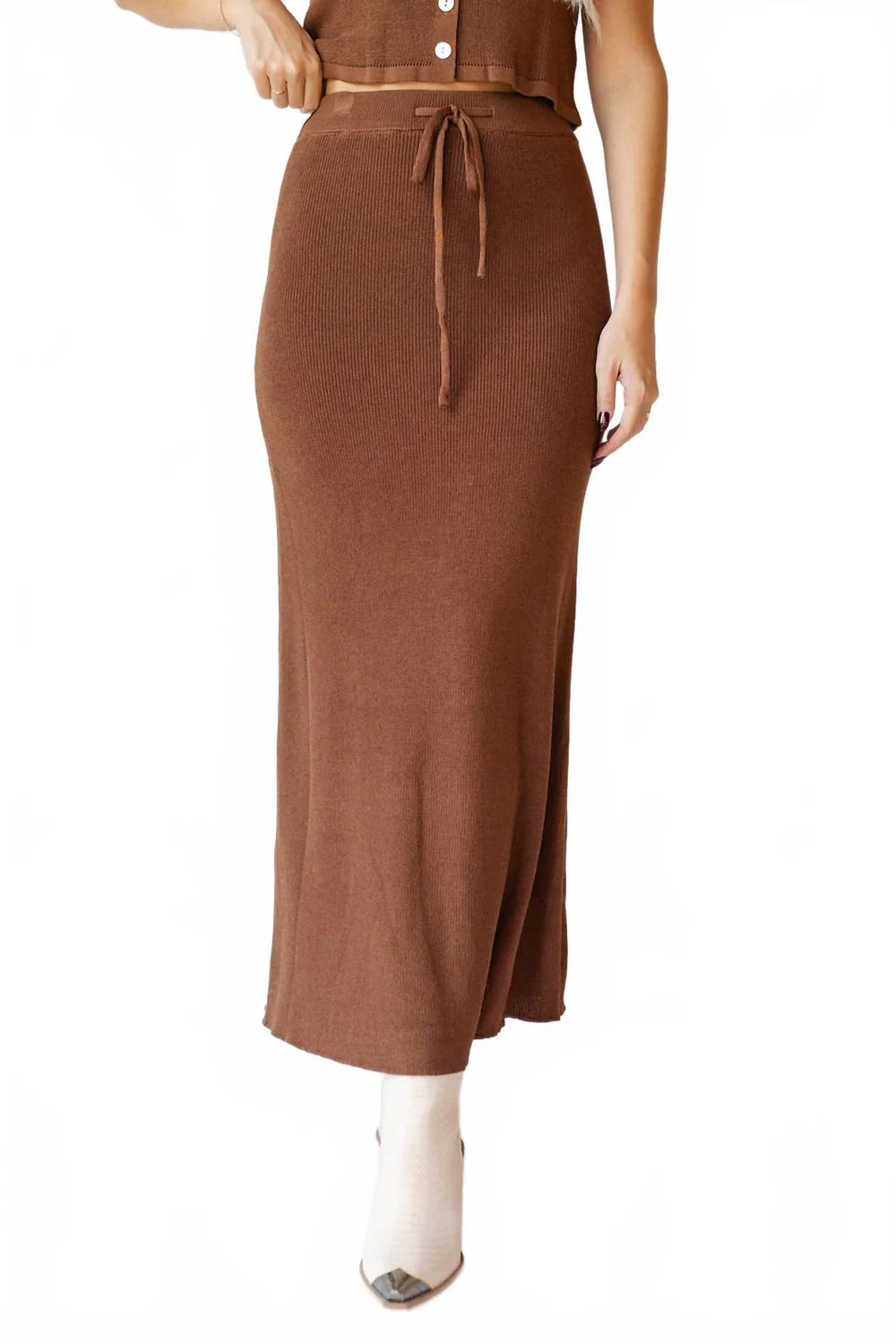 Arlette Knitted Maxi Skirt In Cocoa