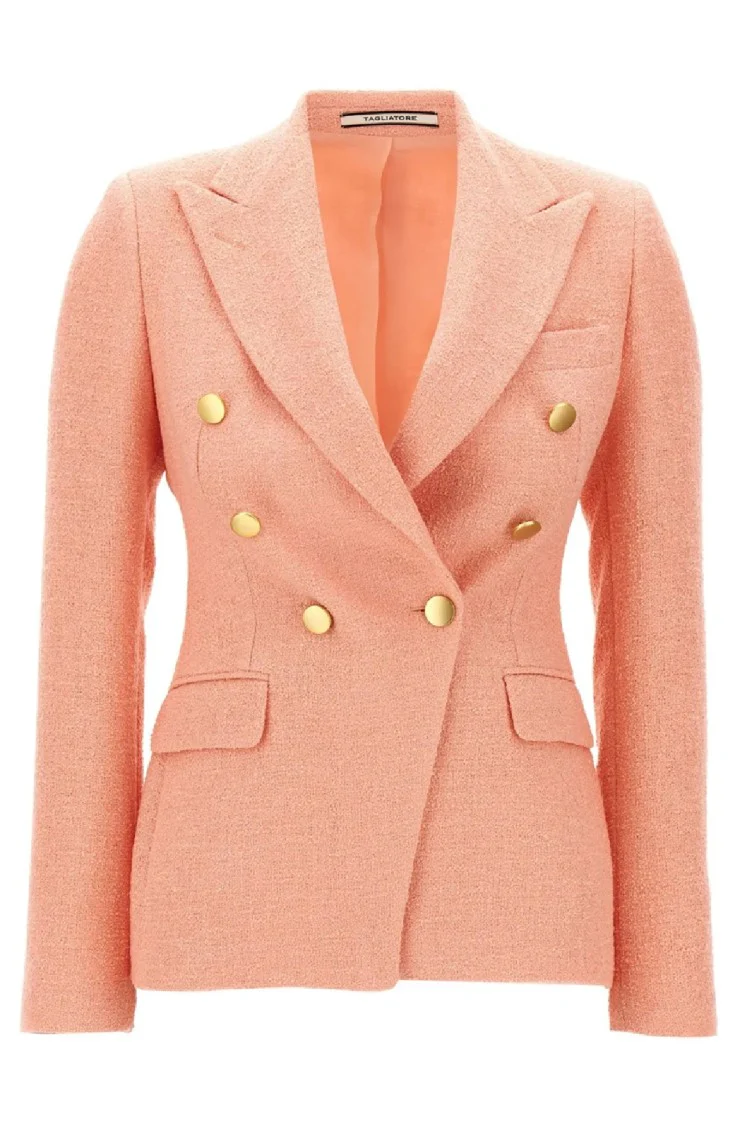 Double-Breasted Tailored Blazer With Gold Buttons
