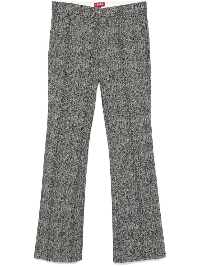 Black/White Kat Herringbone Pattern Bootcut Trousers