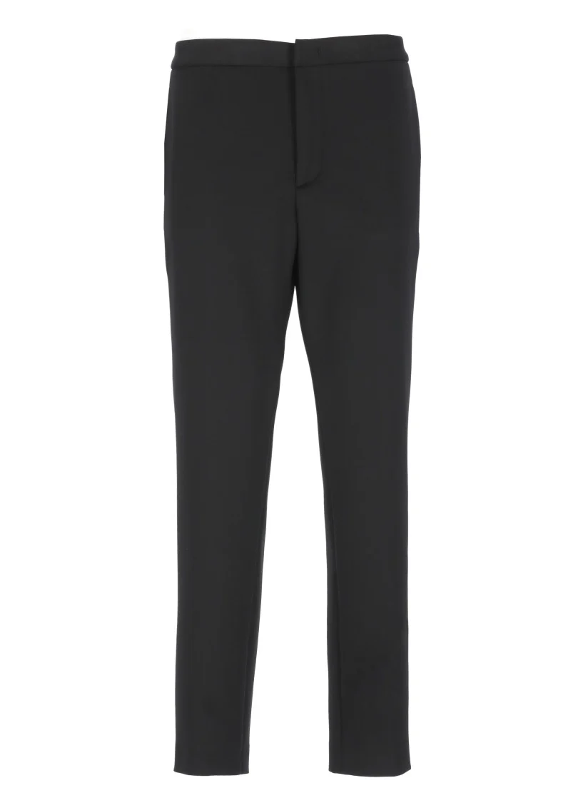 Tailored Black Satin Pants With Pocket Details