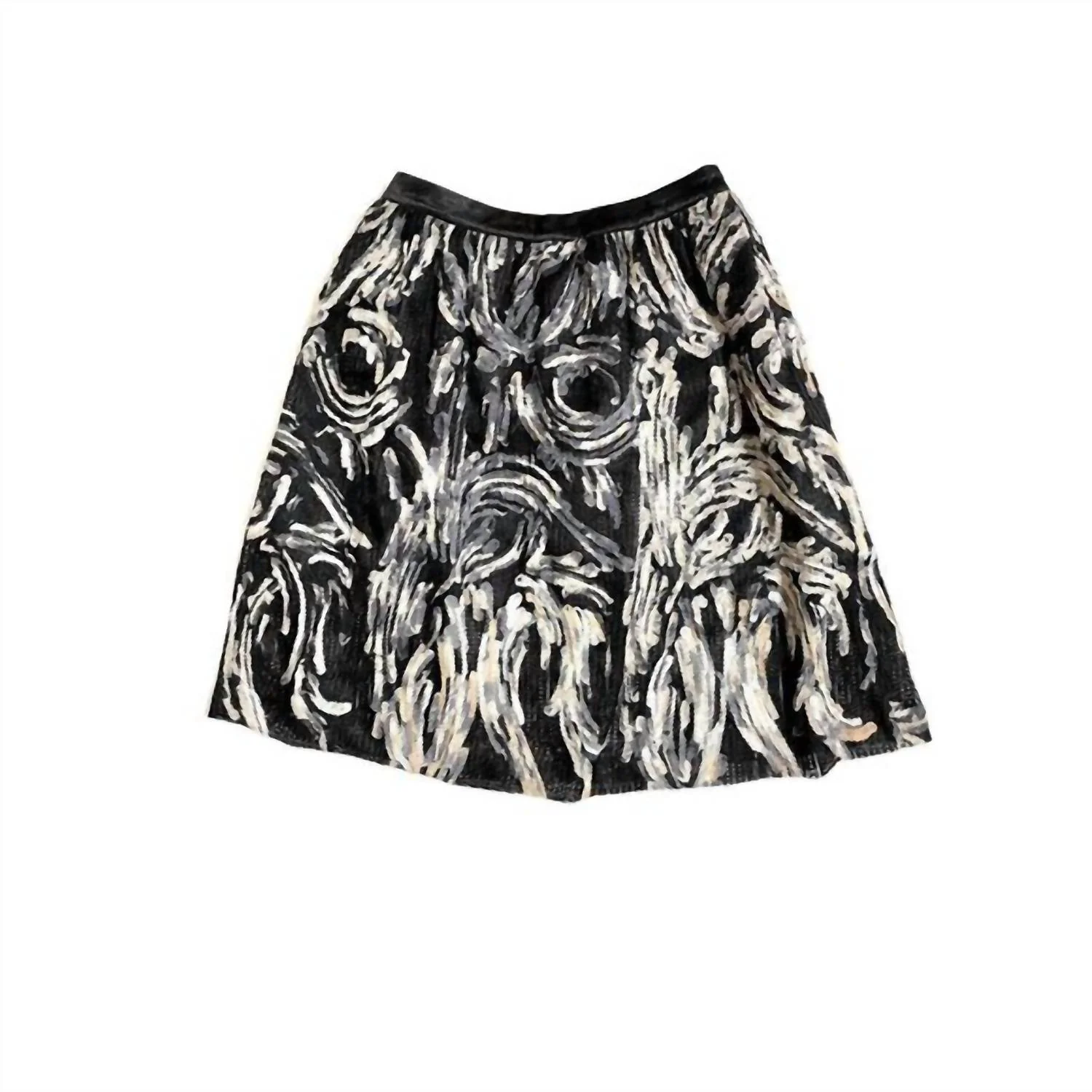 Women's Knee-Length Mesh Floral Applique Flare Skirt In Multicolor