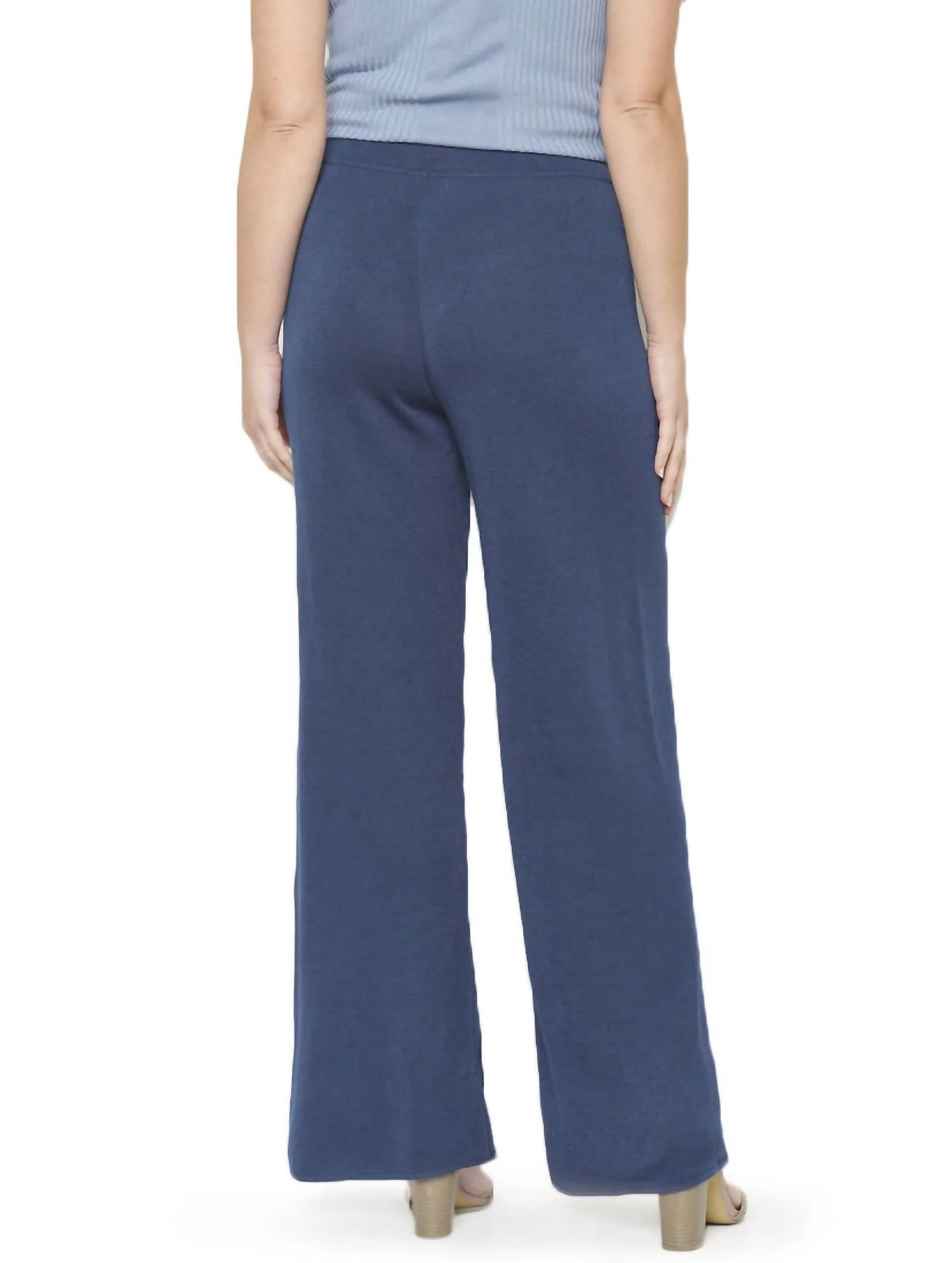 Wide Leg Linen Knit Pant In Navy
