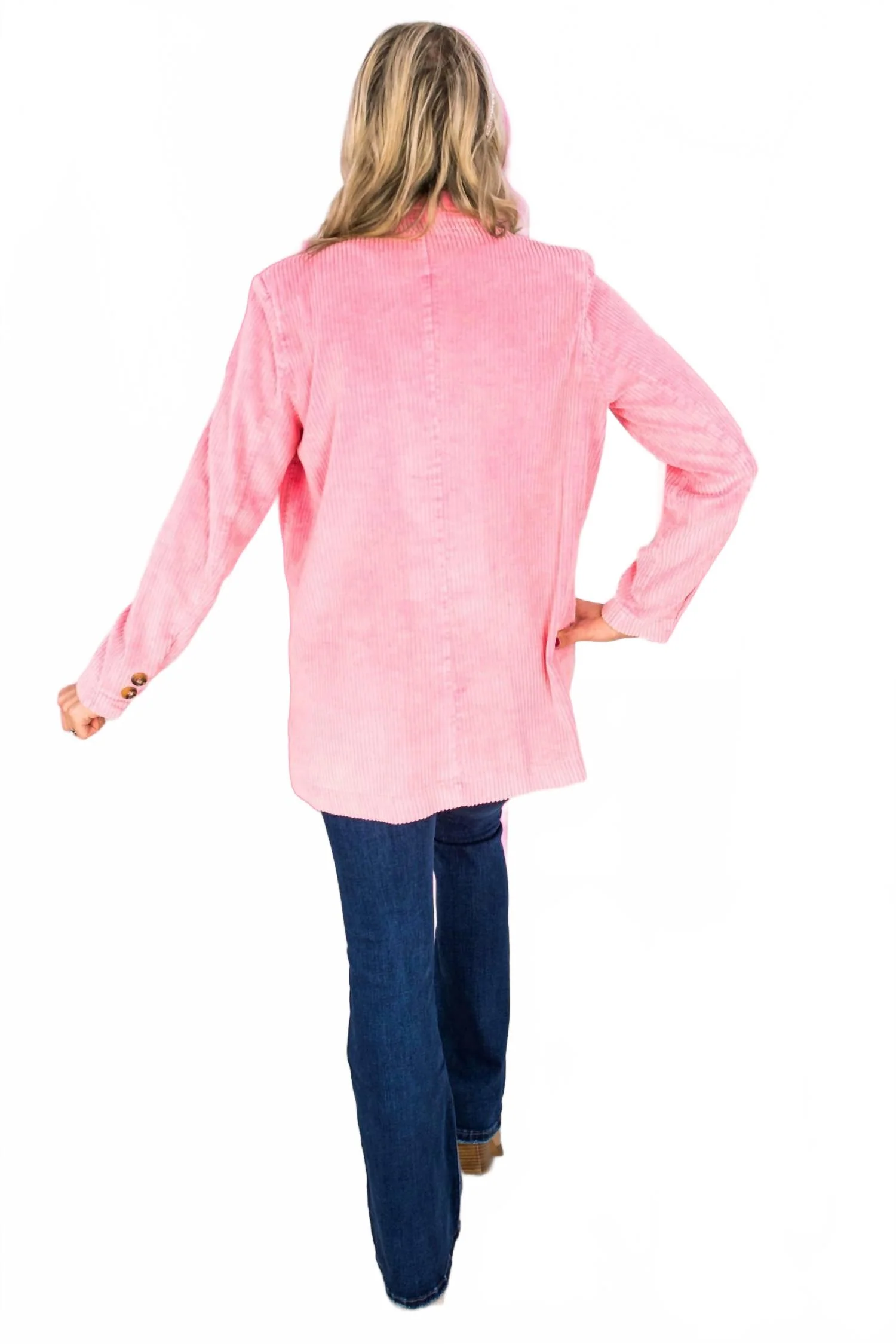 Rose Corduroy Blazer In Pink