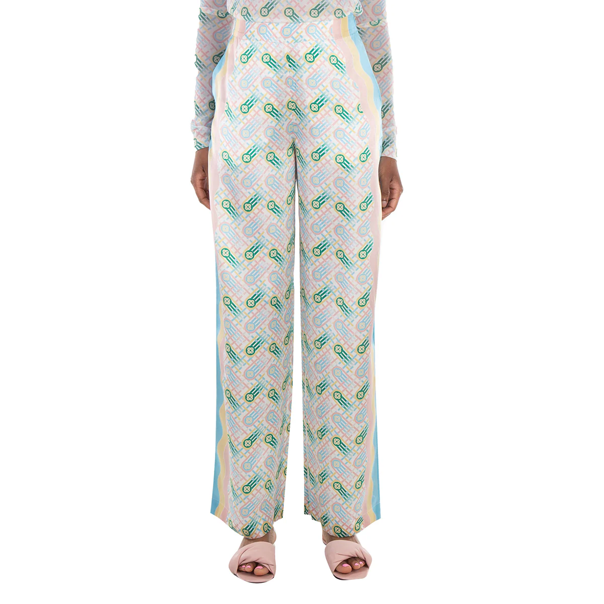 Casablanca Ladies Multicolor Ping Pong Silk Trousers
