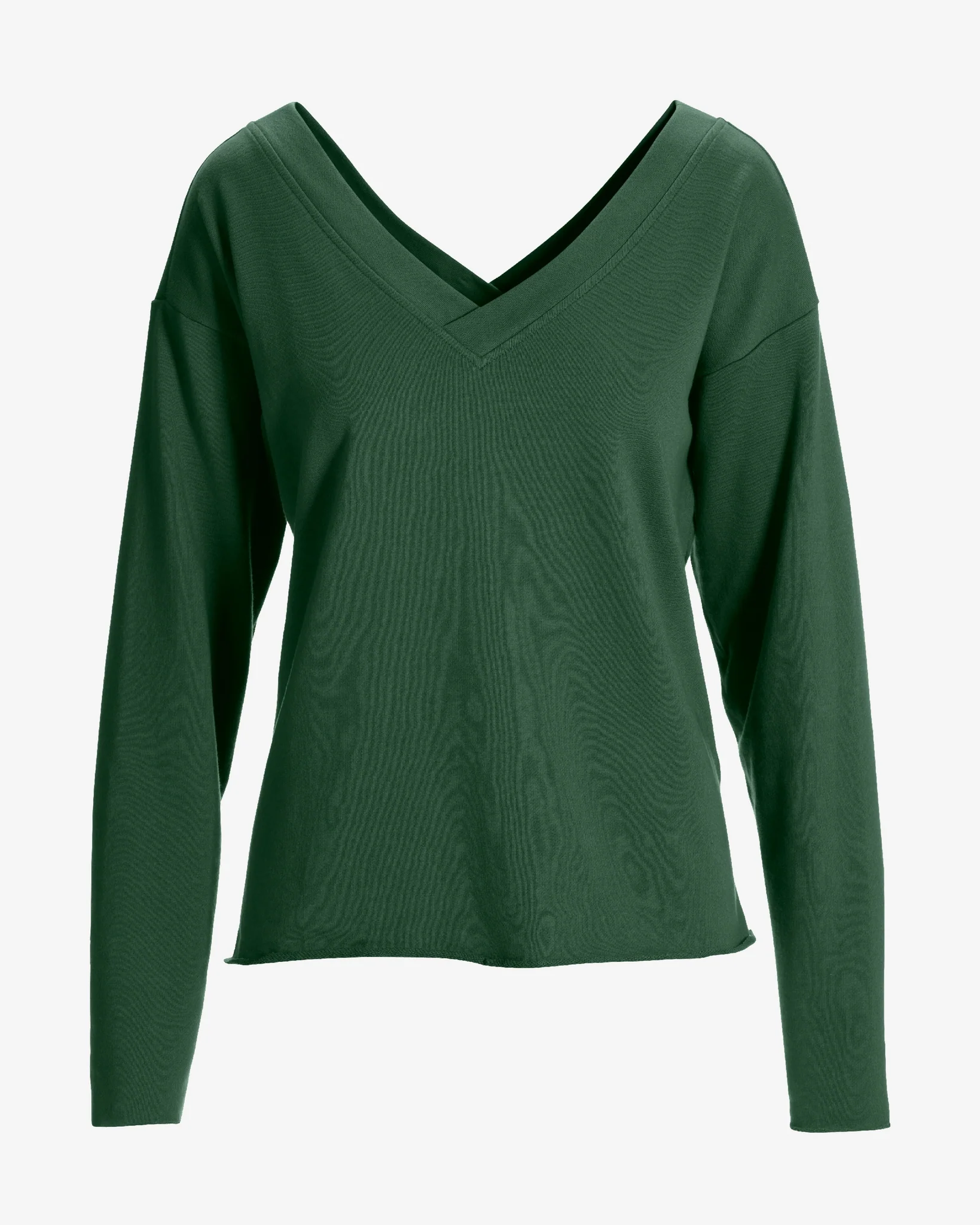 Cotton Comfort Double V Neck Sweatshirt Thyme Green