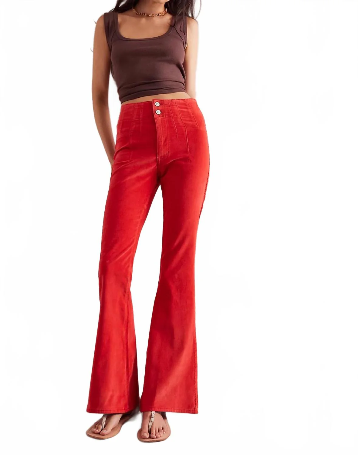 Jayde Cord Flare Jeans In Molten Lava