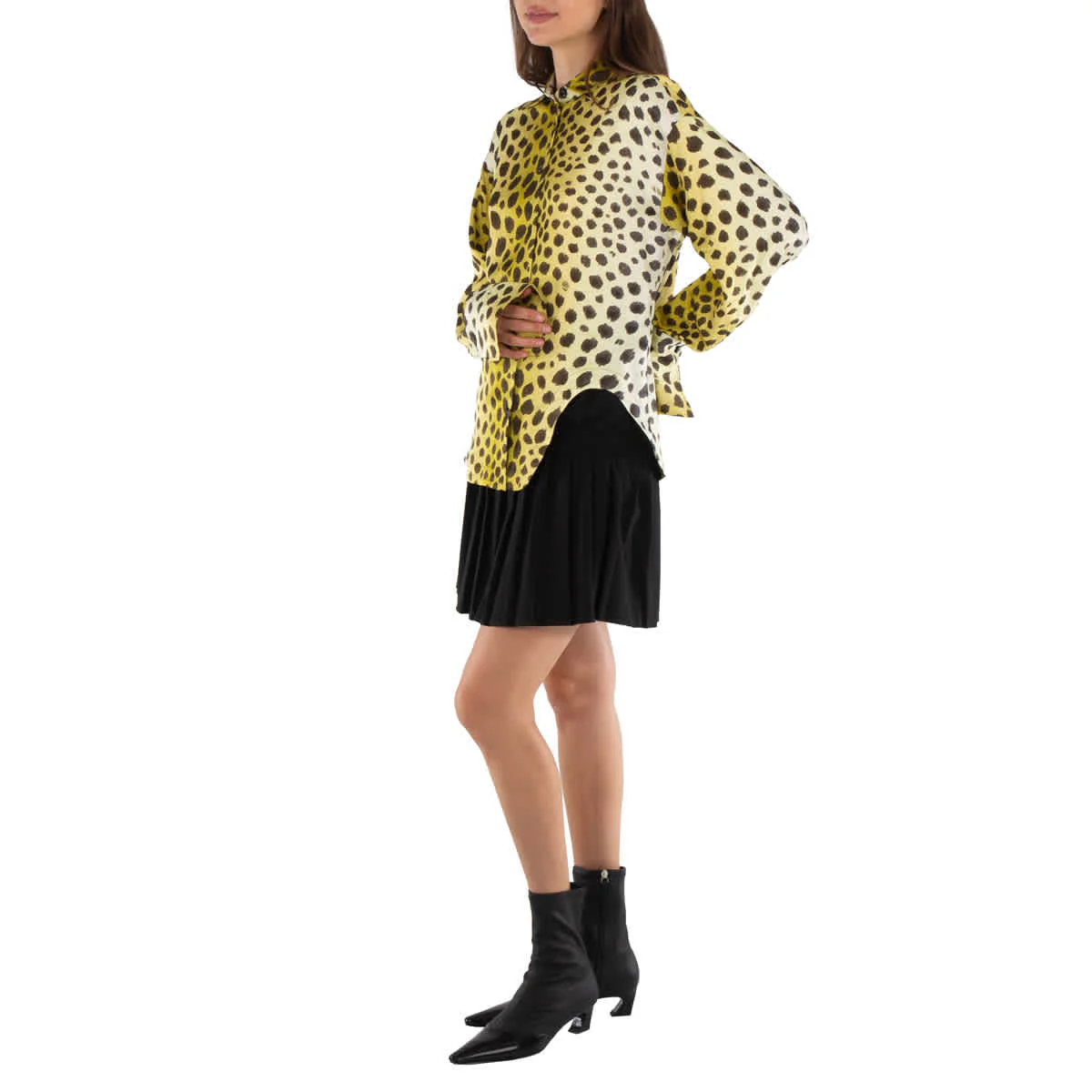 MM6 Ladies Black Asymmetric Pleated Miniskirt