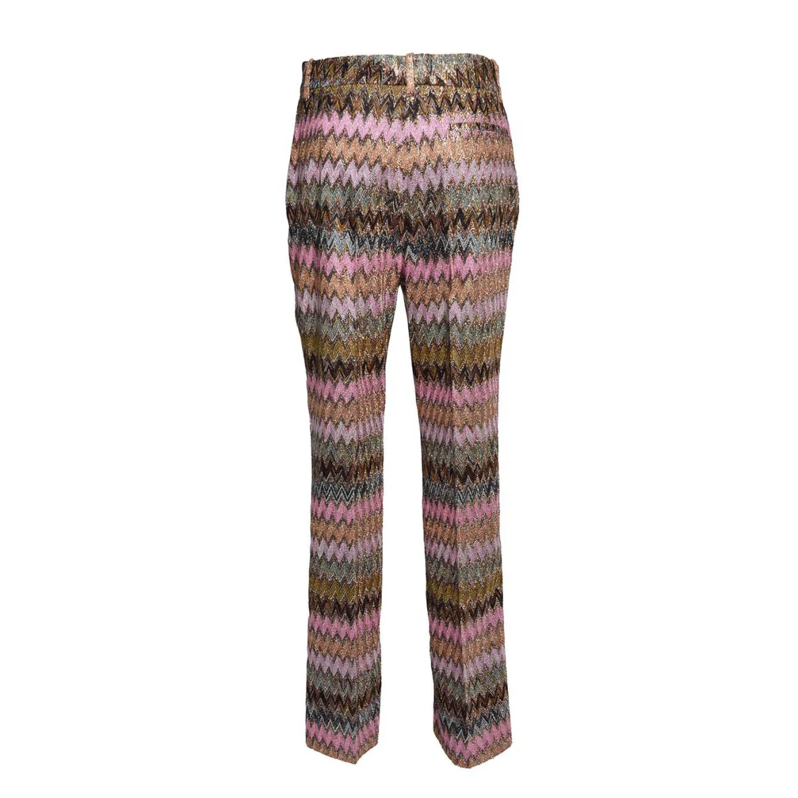 Textured Cropped Pants With Zigzag Lamé Finish