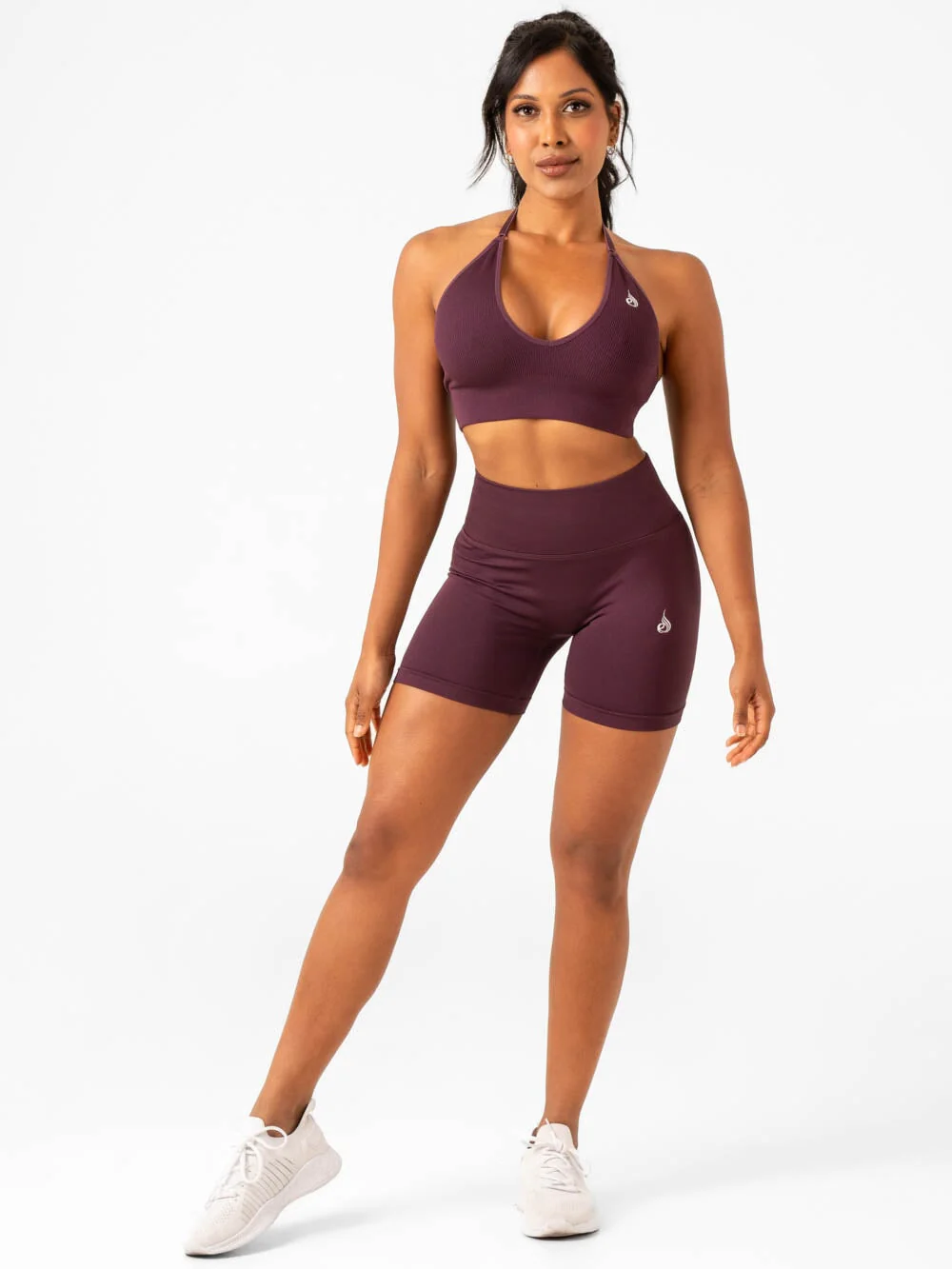 Lift Rib Seamless Halter Sports Bra - Plum