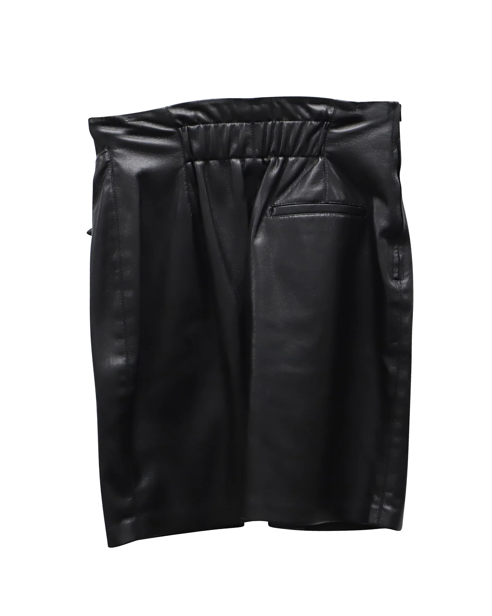 Nanushka Tie-Waist Asymmetrical Mini Skirt in Black Faux-Leather Polyester