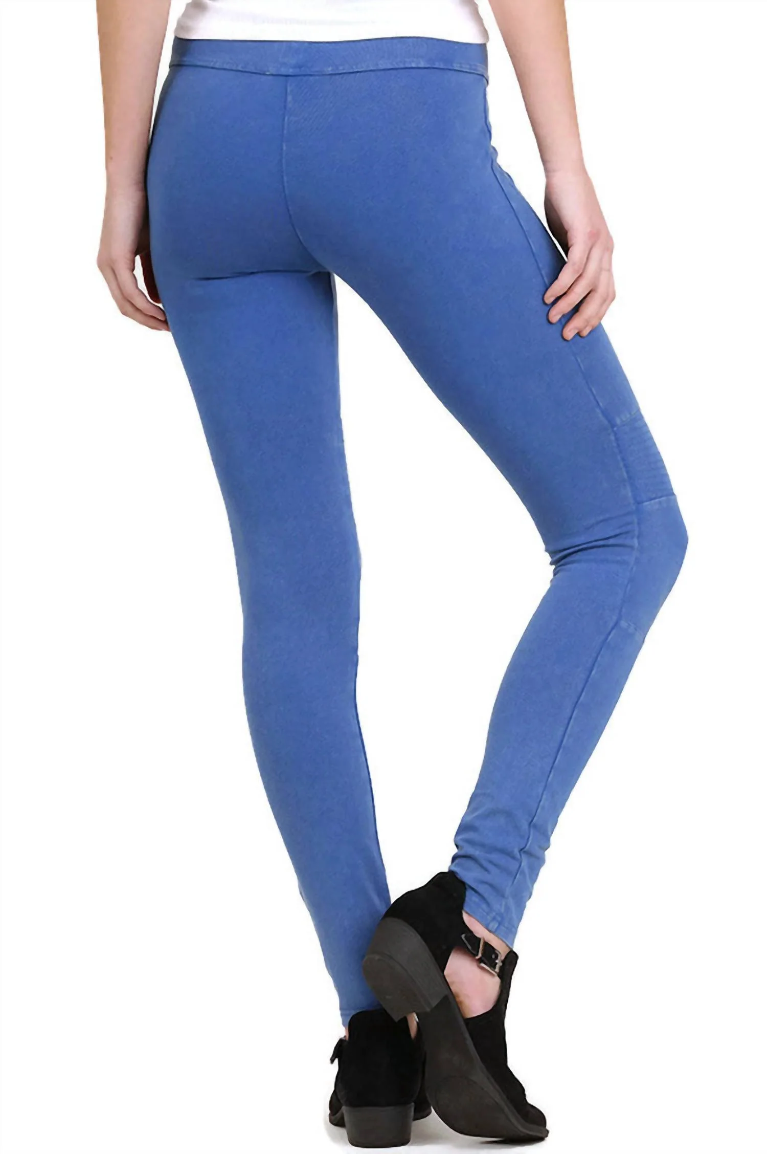 Washed Moto Jeggings In Blue