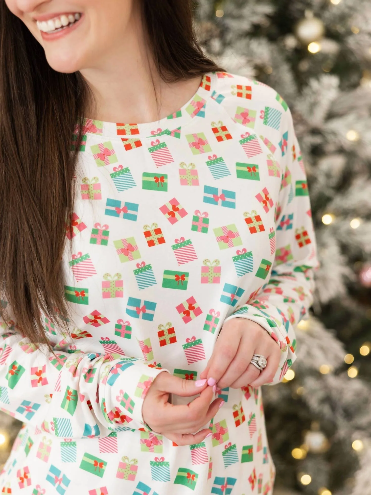 Annie Under The Tree Pajama Pants Set In White