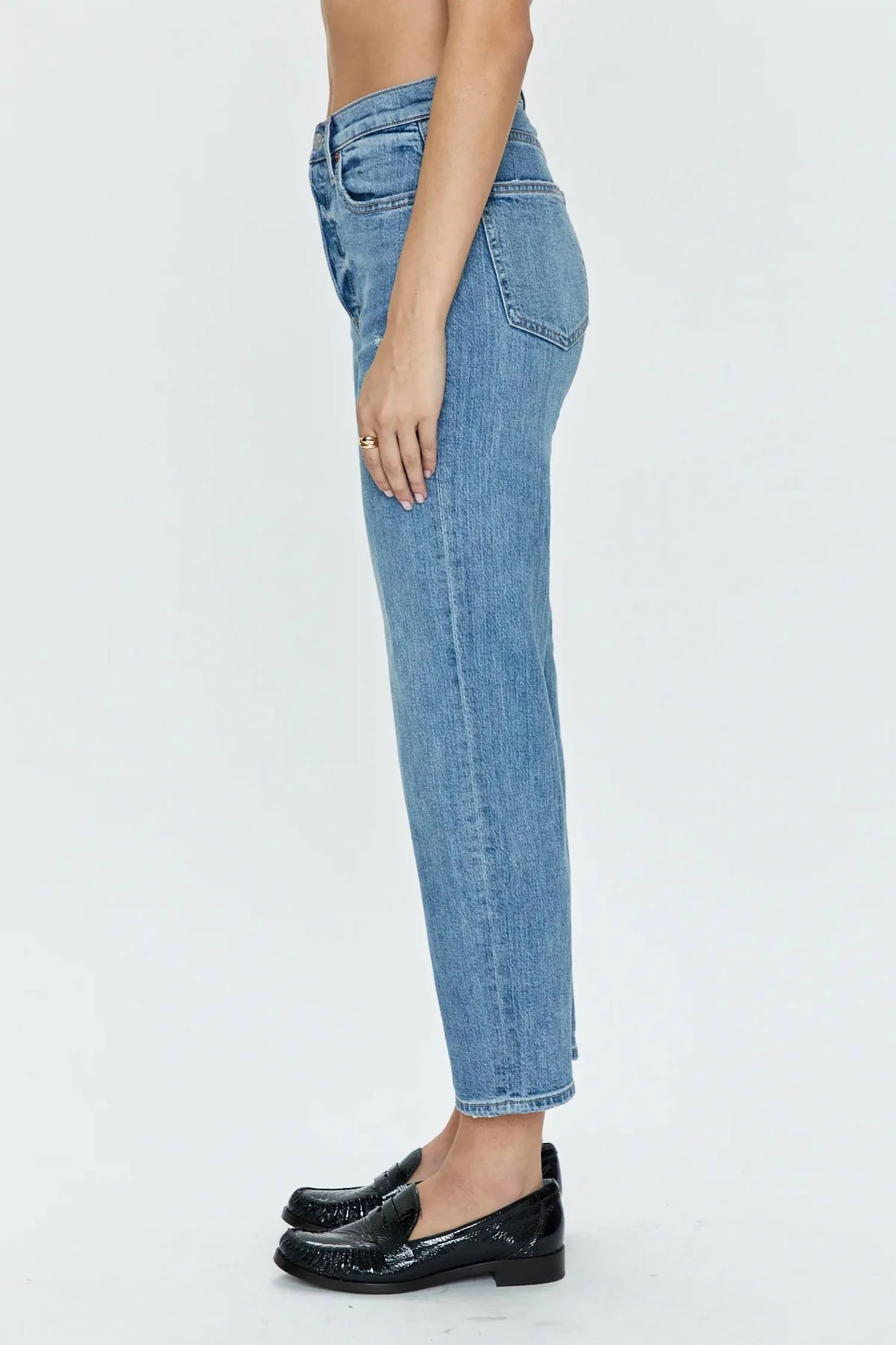Cassie Super High Rise Straight Crop Jeans In Cambridge Vintage