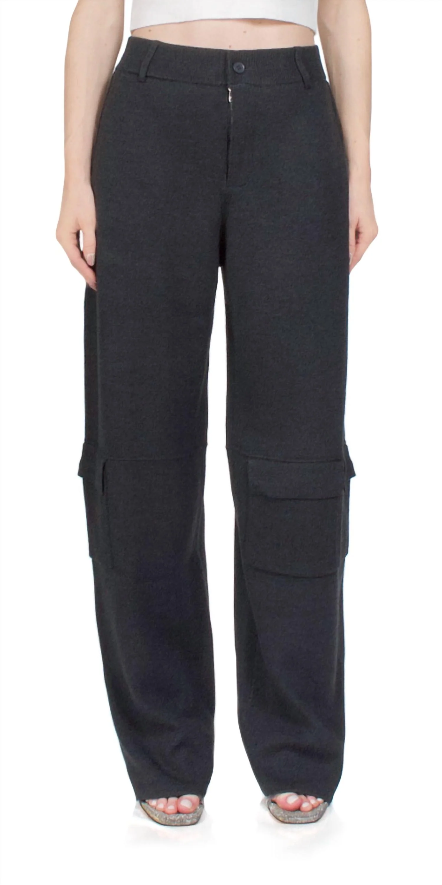 Knit Cargo Pants In Charcoal