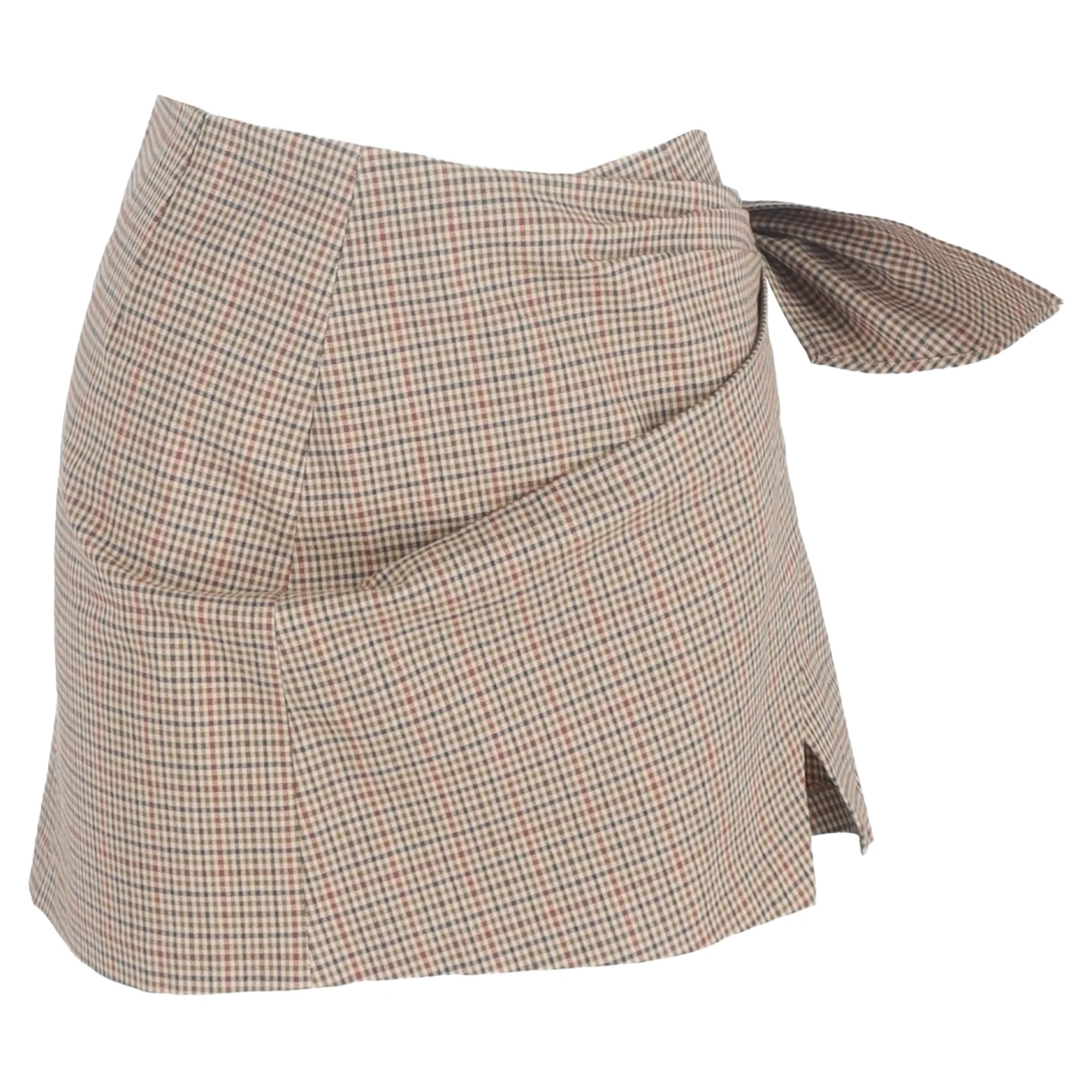 Etoile Isabel Marant Plaid Mini Wrap Skirt in Brown Cotton