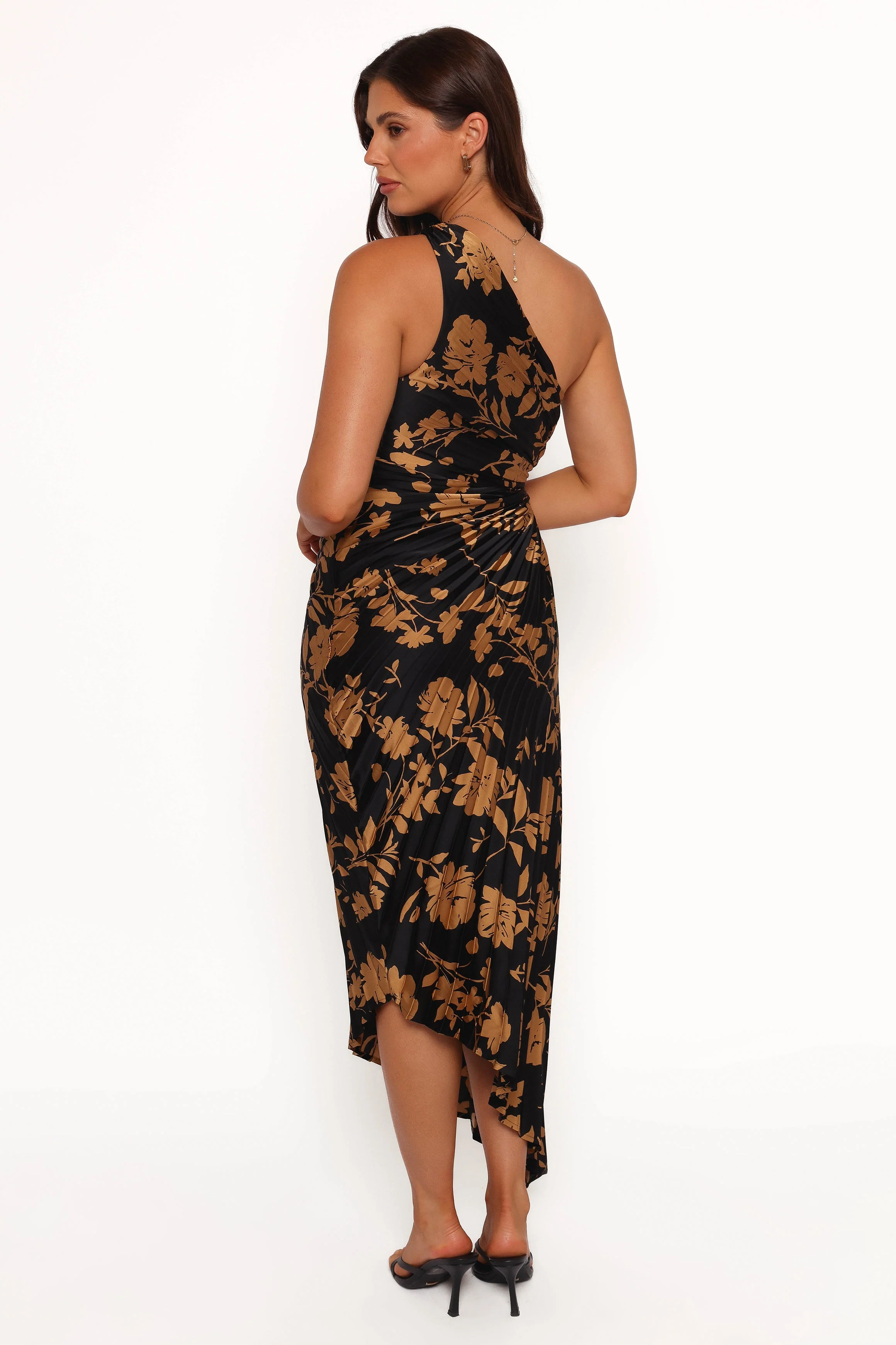 Kleo One Shoulder Maxi Dress - Black/Gold