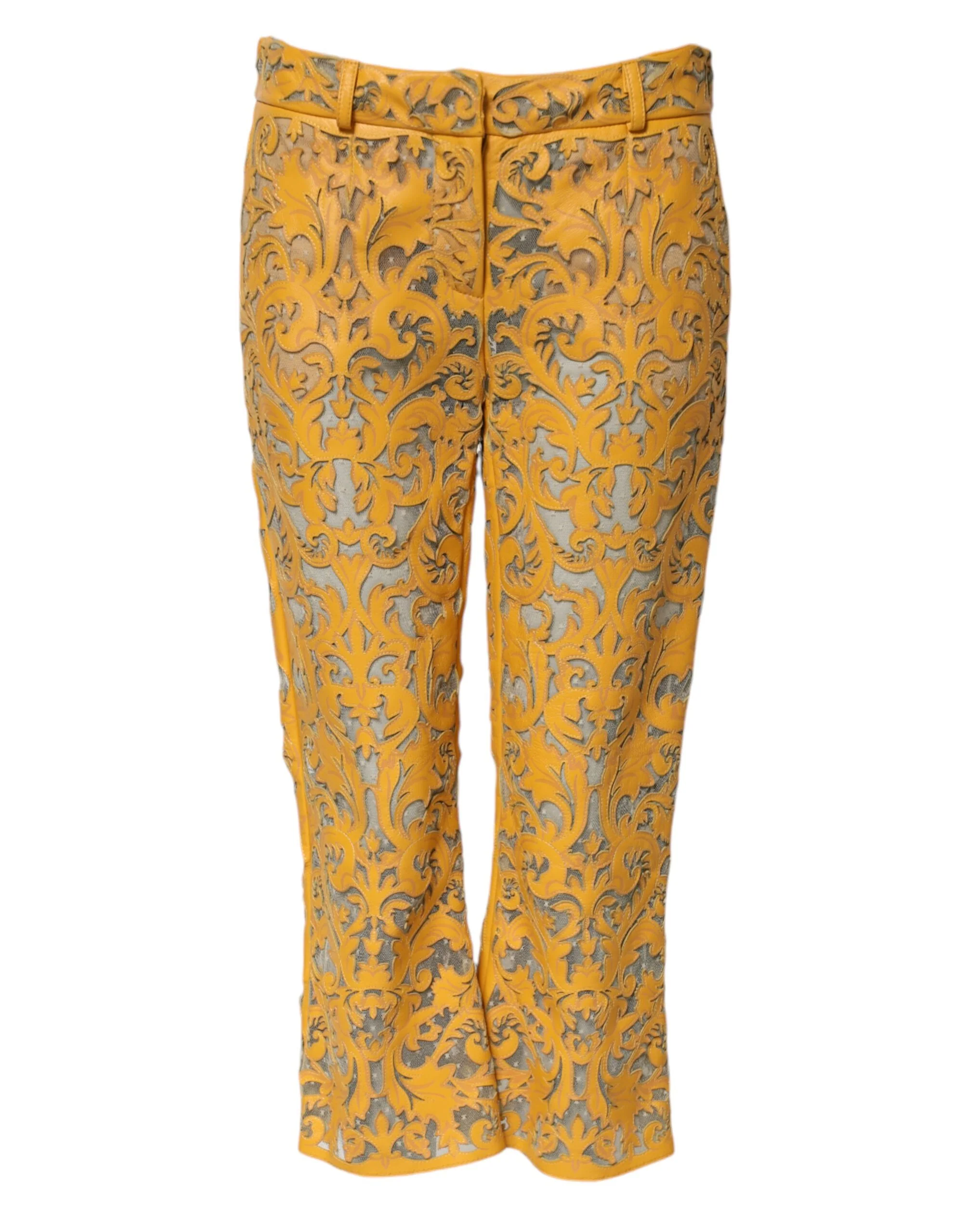 Dolce & Gabbana Floral Lace Mid Waist Capri Women's Pants