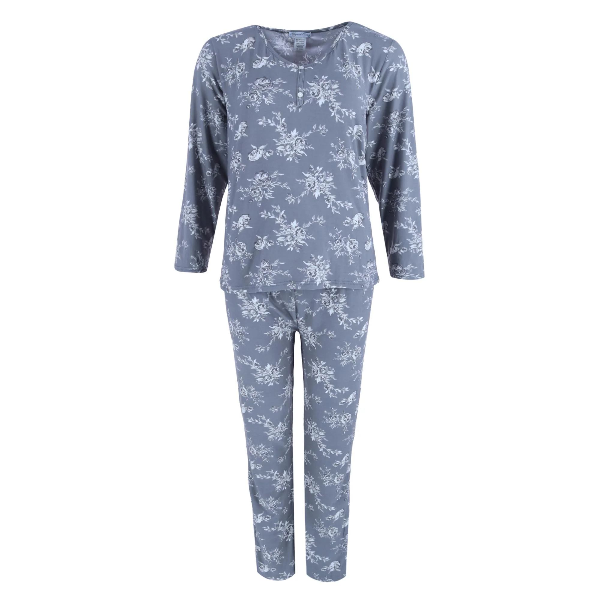 Women's Henley & Pant Grey Floral Set