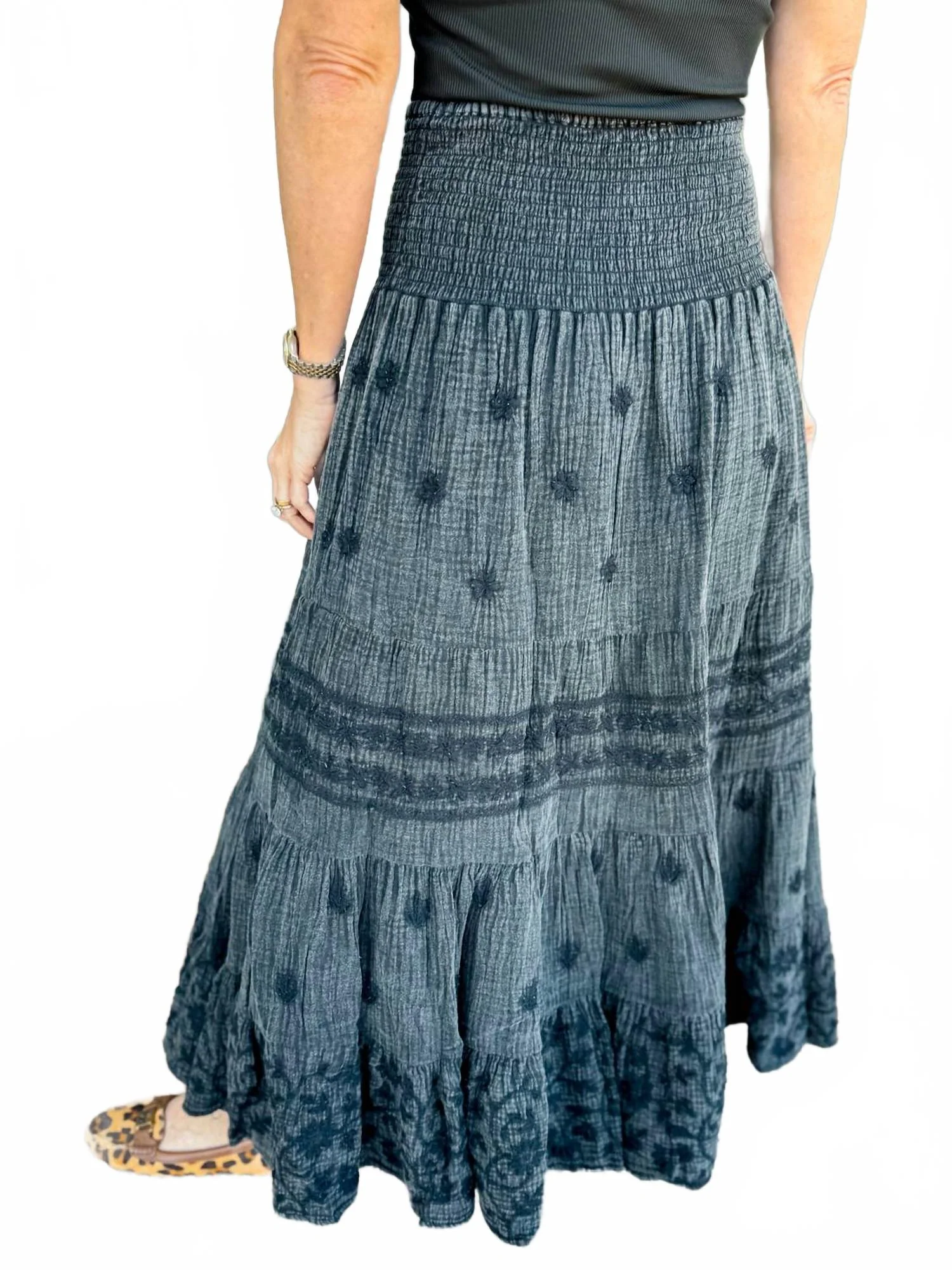 Gauzee Embroidered Skirt In Dark