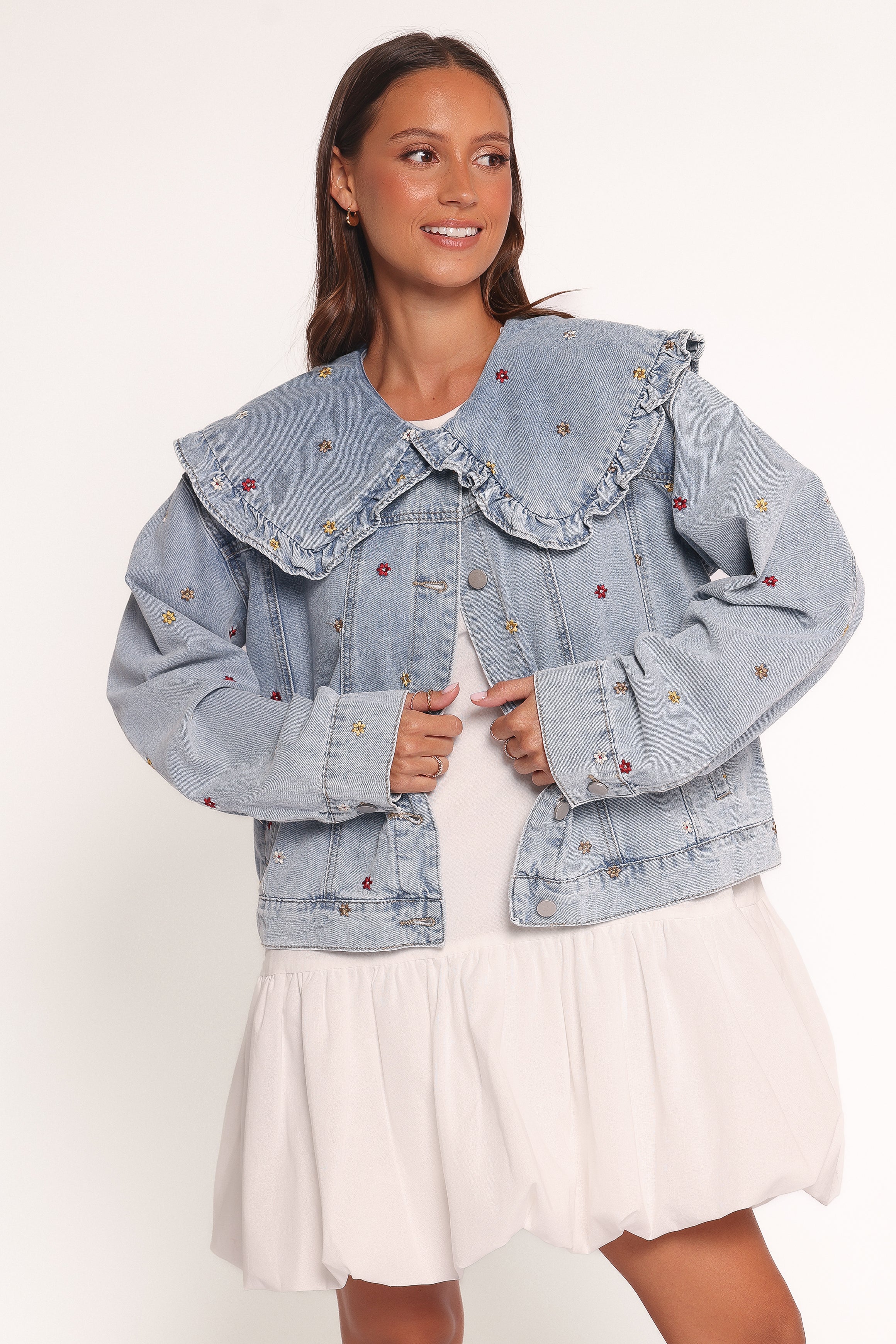 Ditsy Flower Denim Jacket - Medium Denim