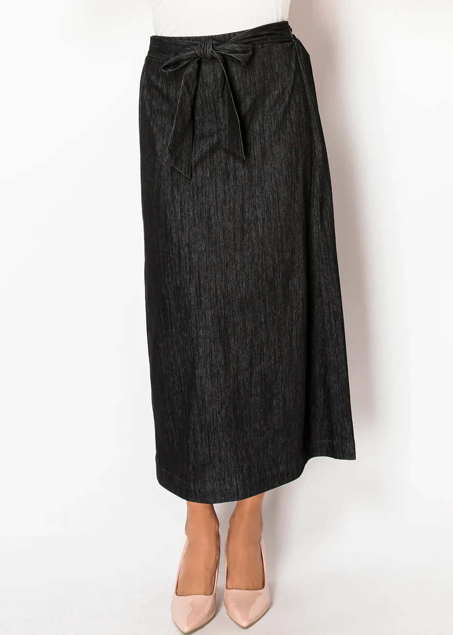 Black Denim Midi Skirt