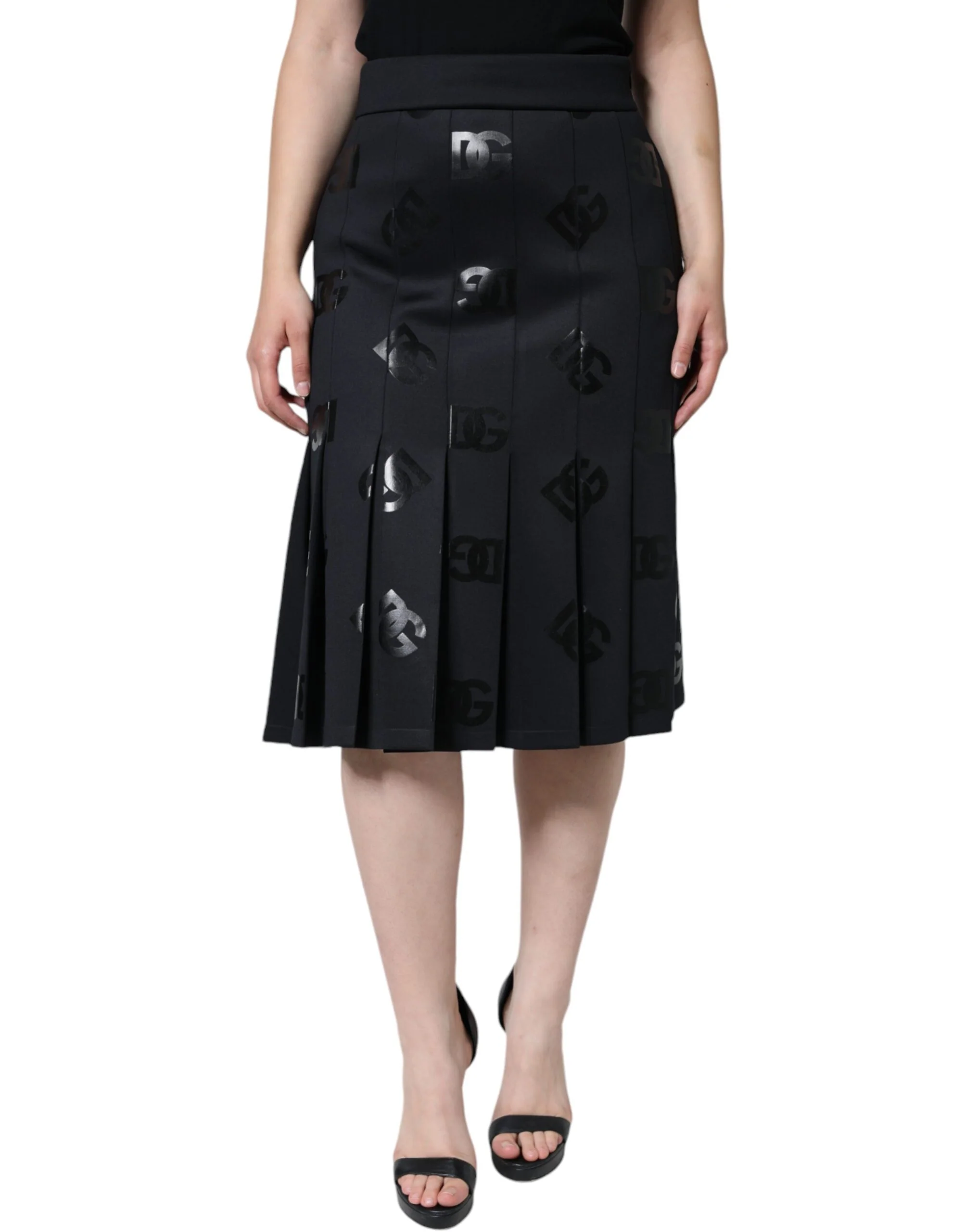 Dolce & Gabbana DG Monogram Pleated Midi Women's Skirt