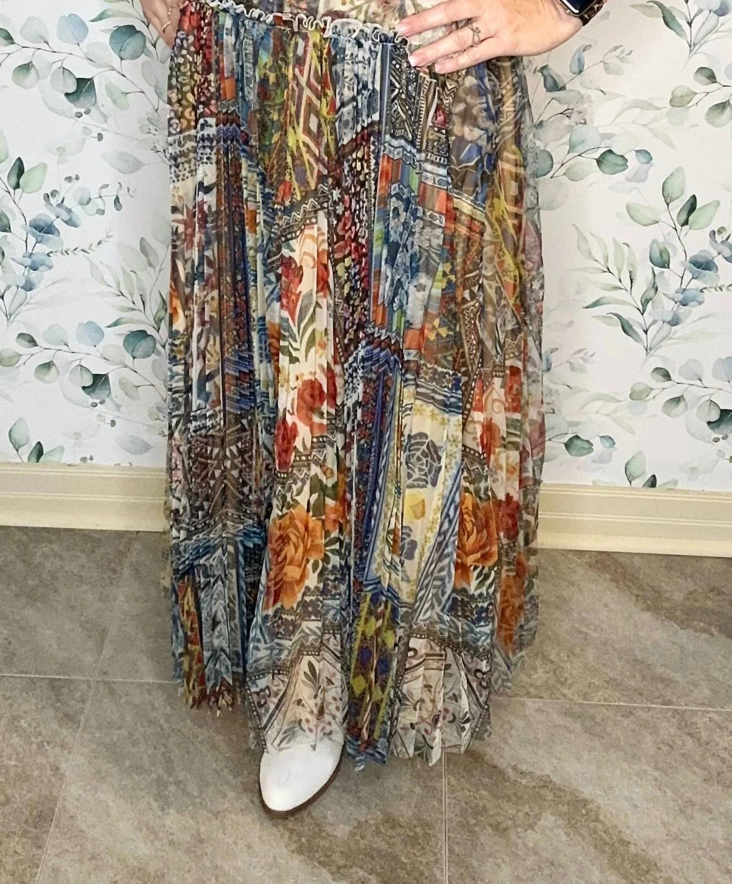 Cheyenne Nomad Pleated Skirt In Brown Multi