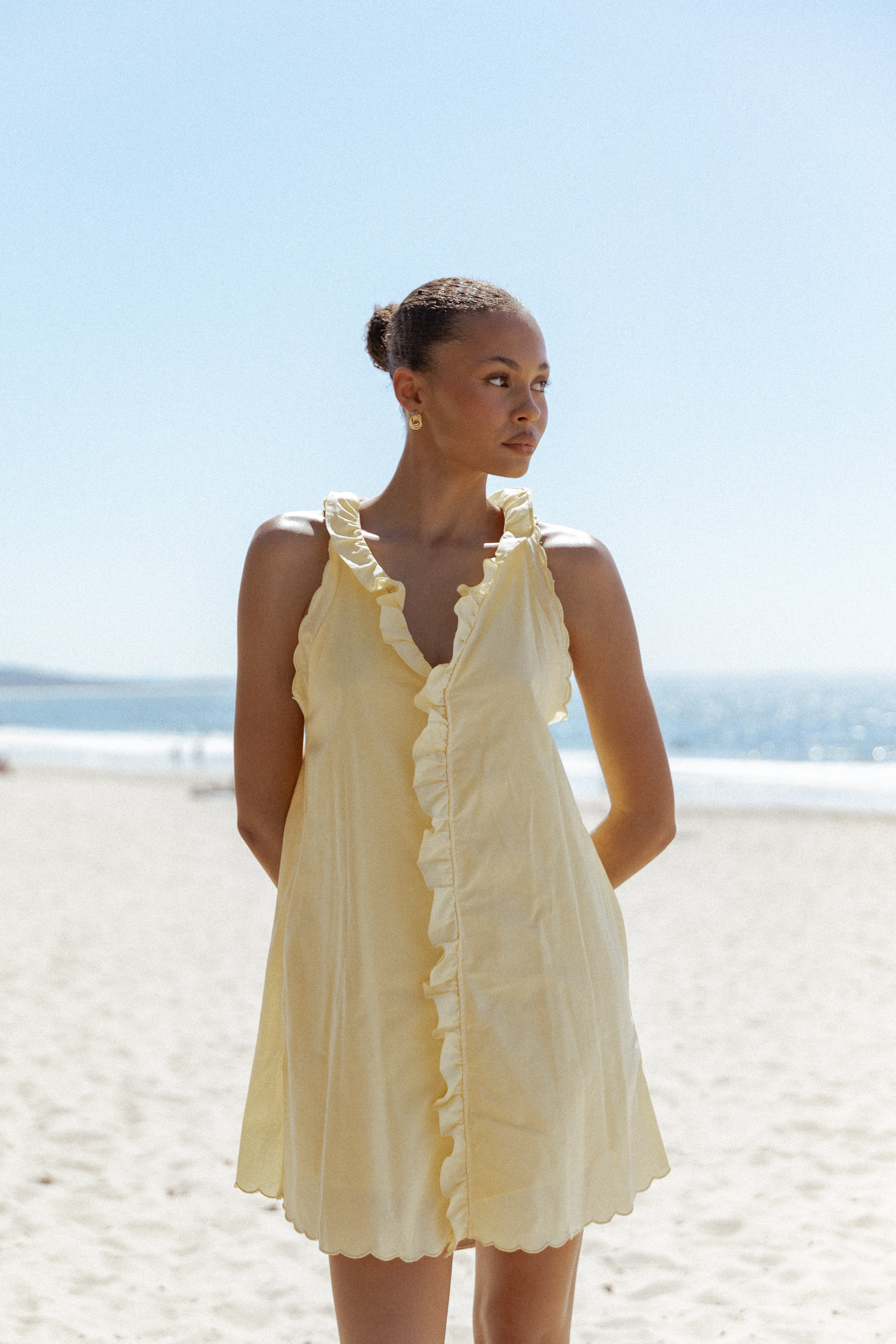 Cassandra Ruffle Mini Dress - Butter Yellow