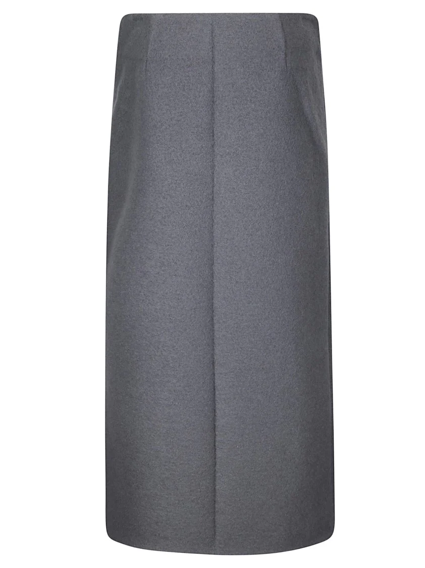 Midi Wool Skirt With Side Slit