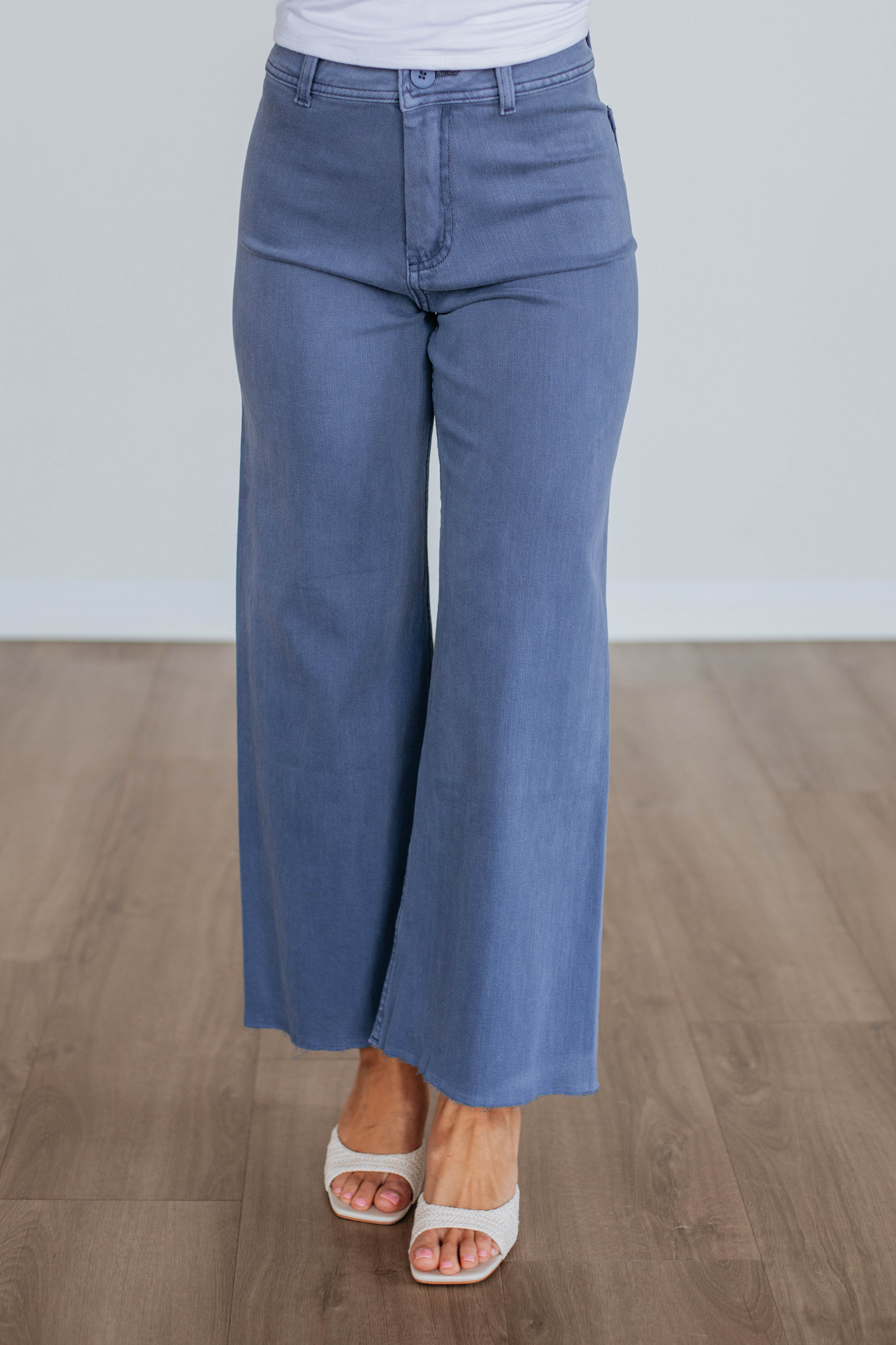 Linsley Wide Leg Pants - Slate Blue